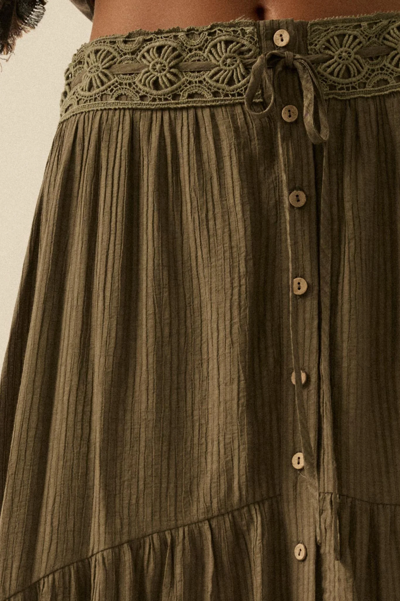 Love You So Button-Front Tiered Ruffle Maxi Skirt - Image 11