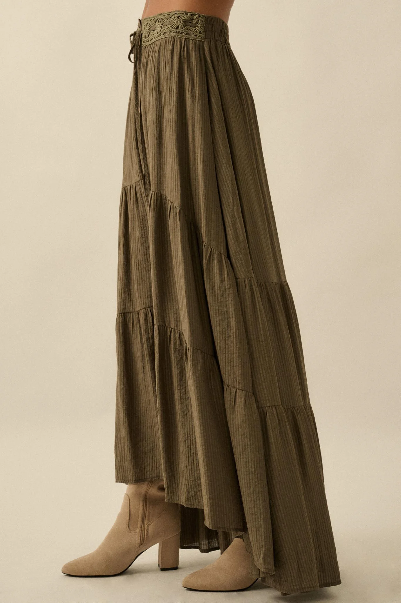 Love You So Button-Front Tiered Ruffle Maxi Skirt - Image 14