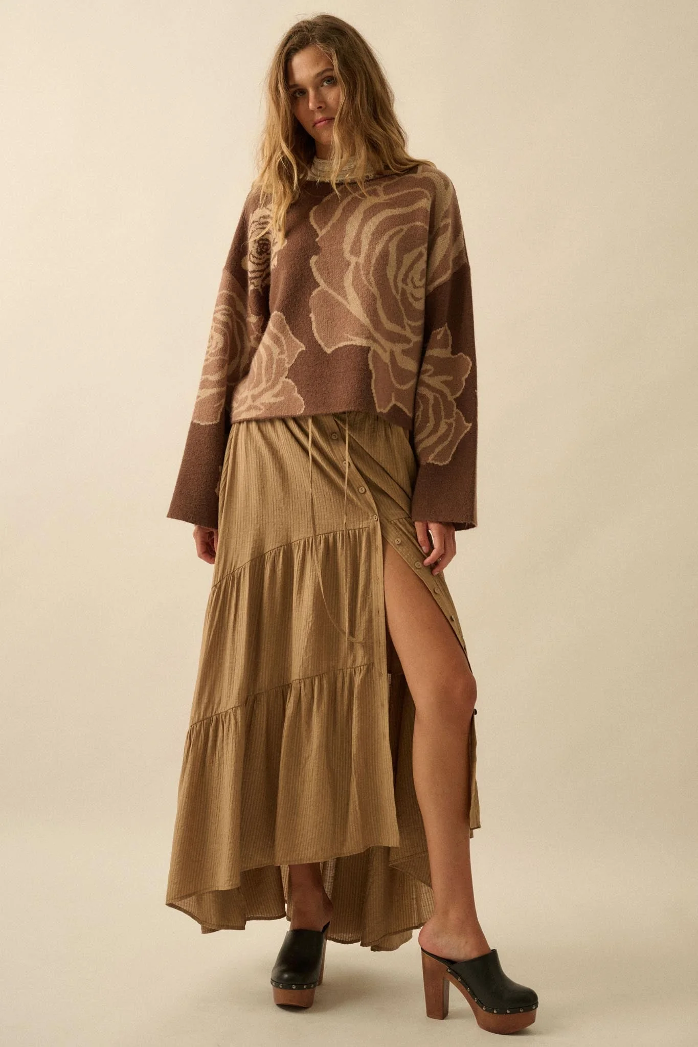 Love You So Button-Front Tiered Ruffle Maxi Skirt - Image 4