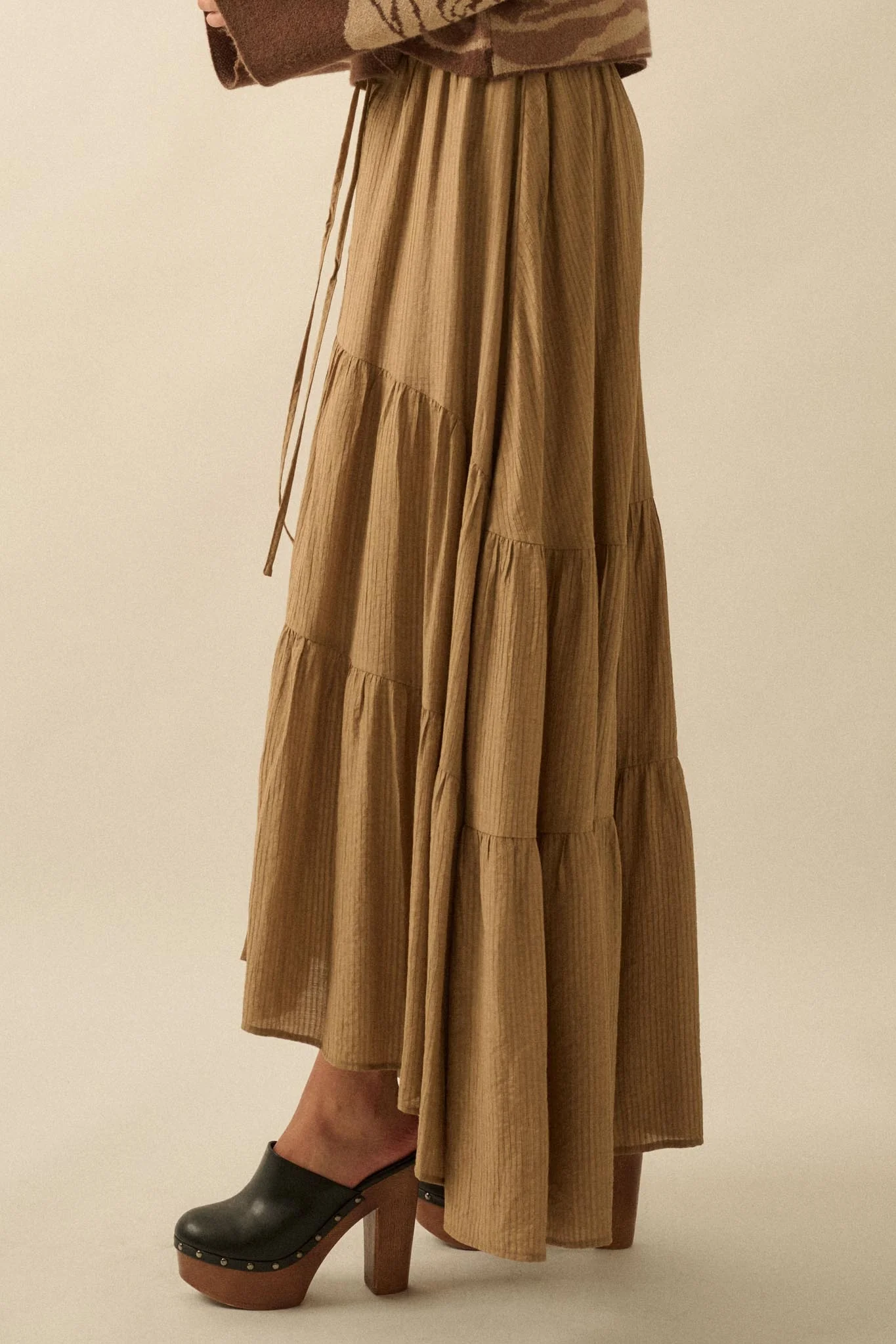 Love You So Button-Front Tiered Ruffle Maxi Skirt - Image 8