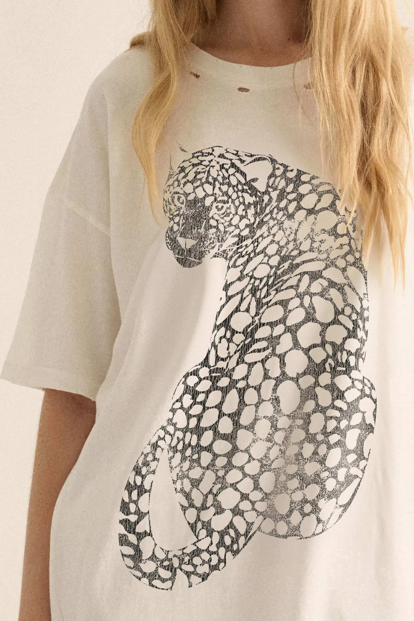 Lovely Leopard Distressed Oversize Graphic Tee - Image 11