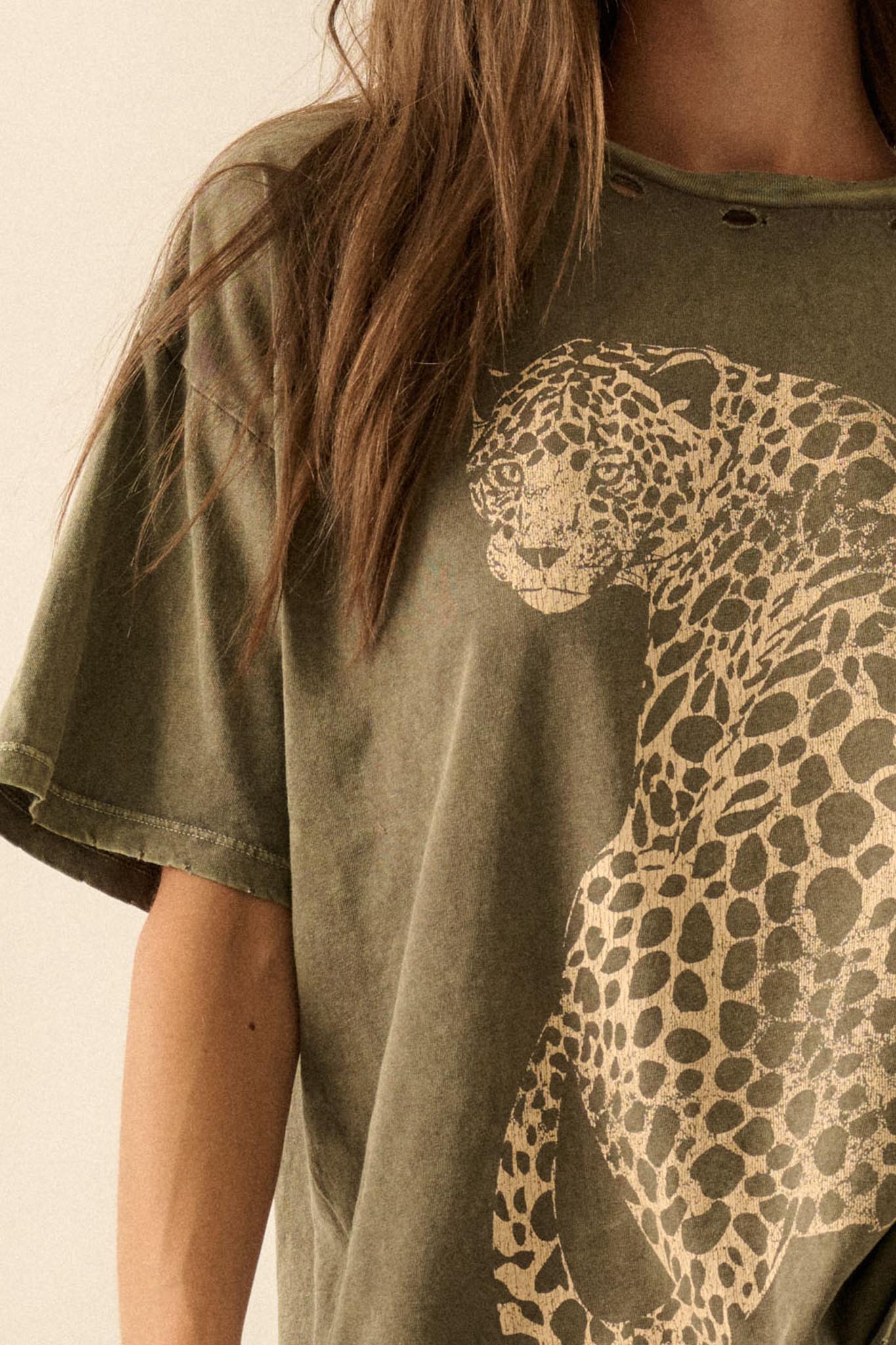 Lovely Leopard Distressed Oversize Graphic Tee - Image 14