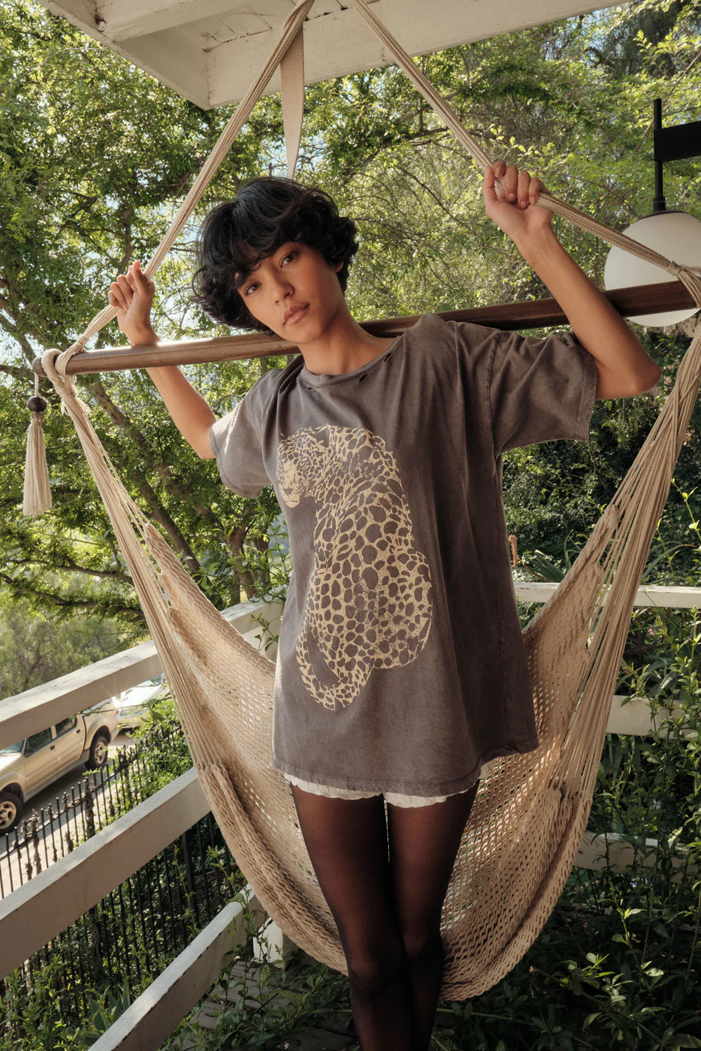Lovely Leopard Distressed Oversize Graphic Tee - Image 3
