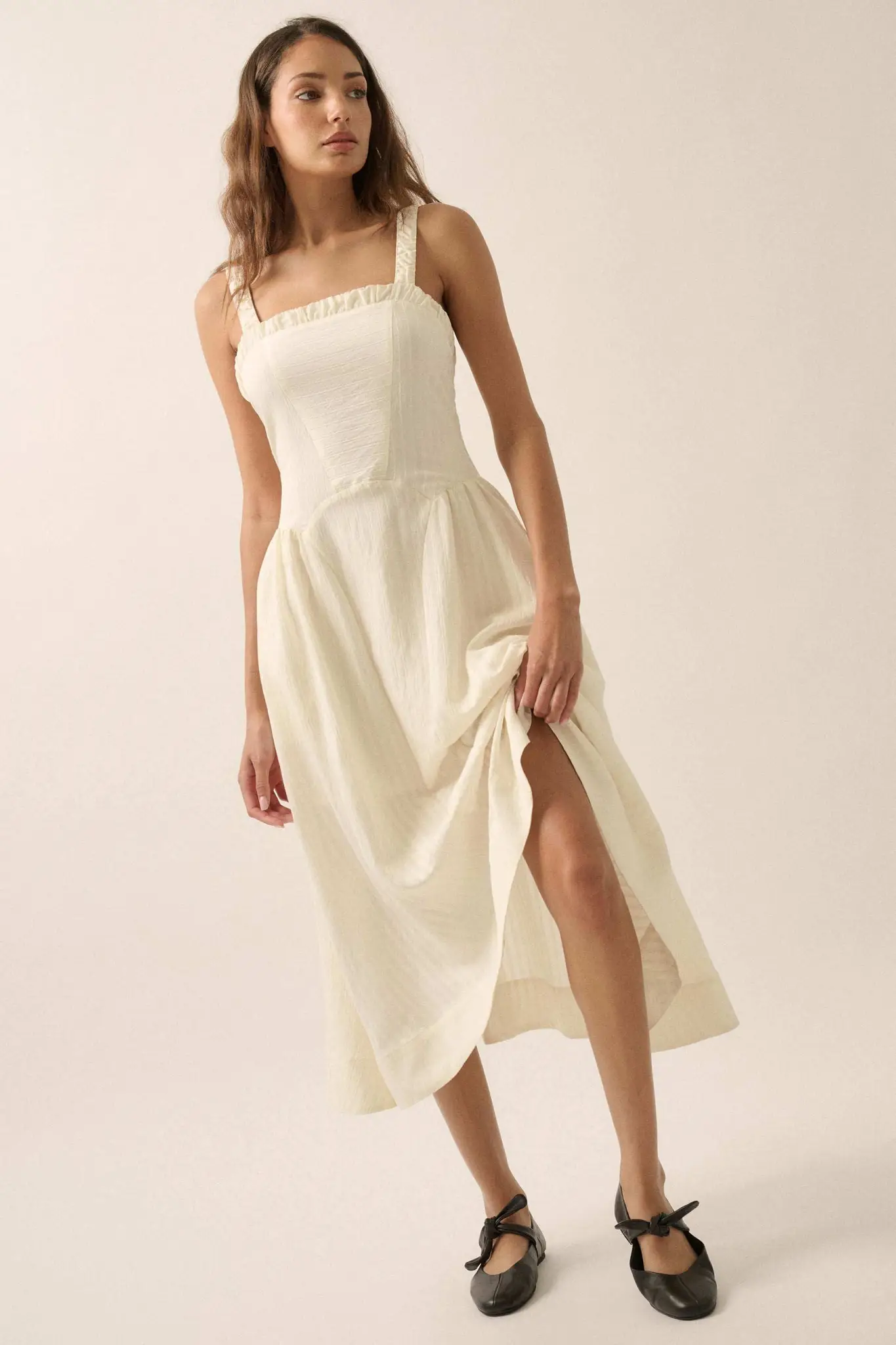 Lovely Life Tonal-Stripe Fit-and-Flare Midi Dress