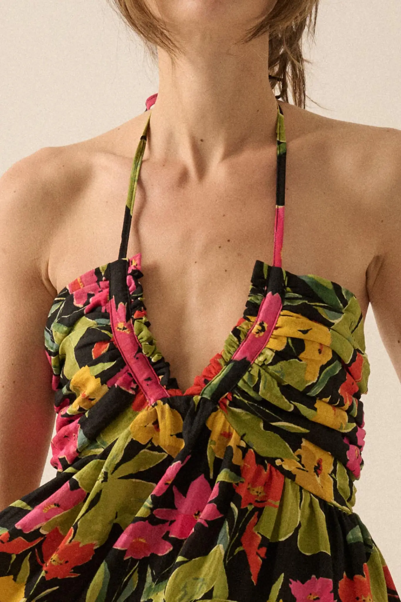 Lovely Luau Tropical Floral Halter Maxi Dress - Image 8