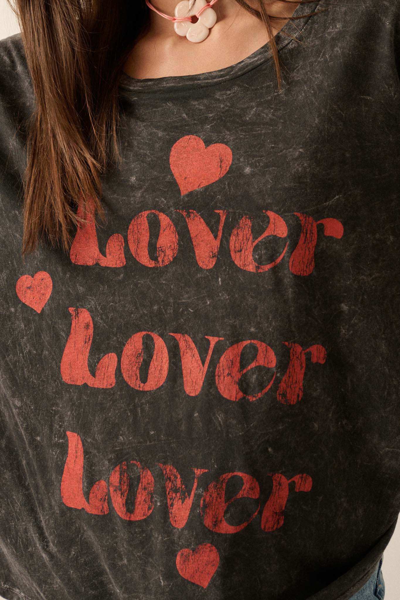 Lover Vintage-Print Long-Sleeve Graphic Tee - Image 2