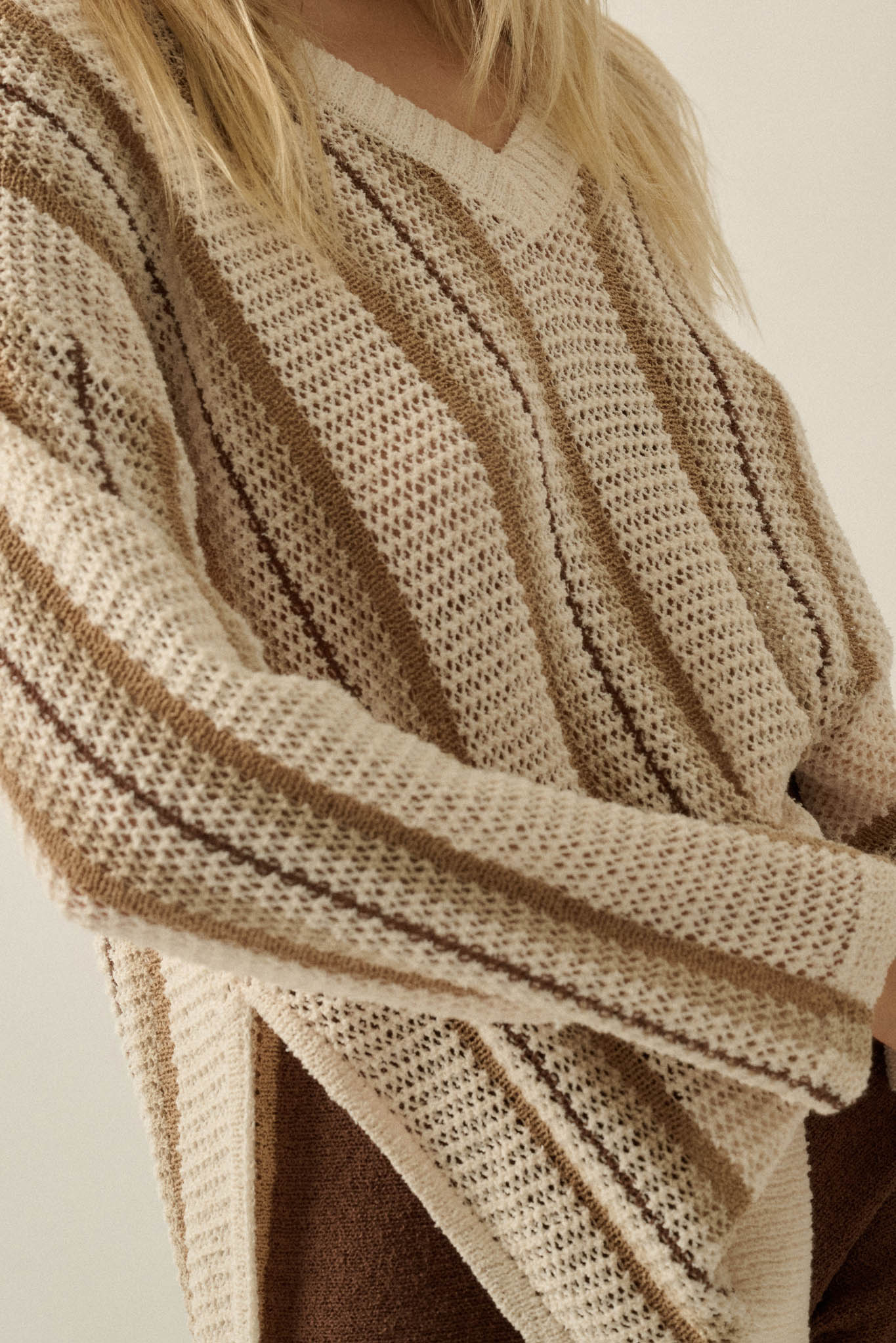 Low Tide Striped Crochet-Knit Oversize Sweater - Image 8