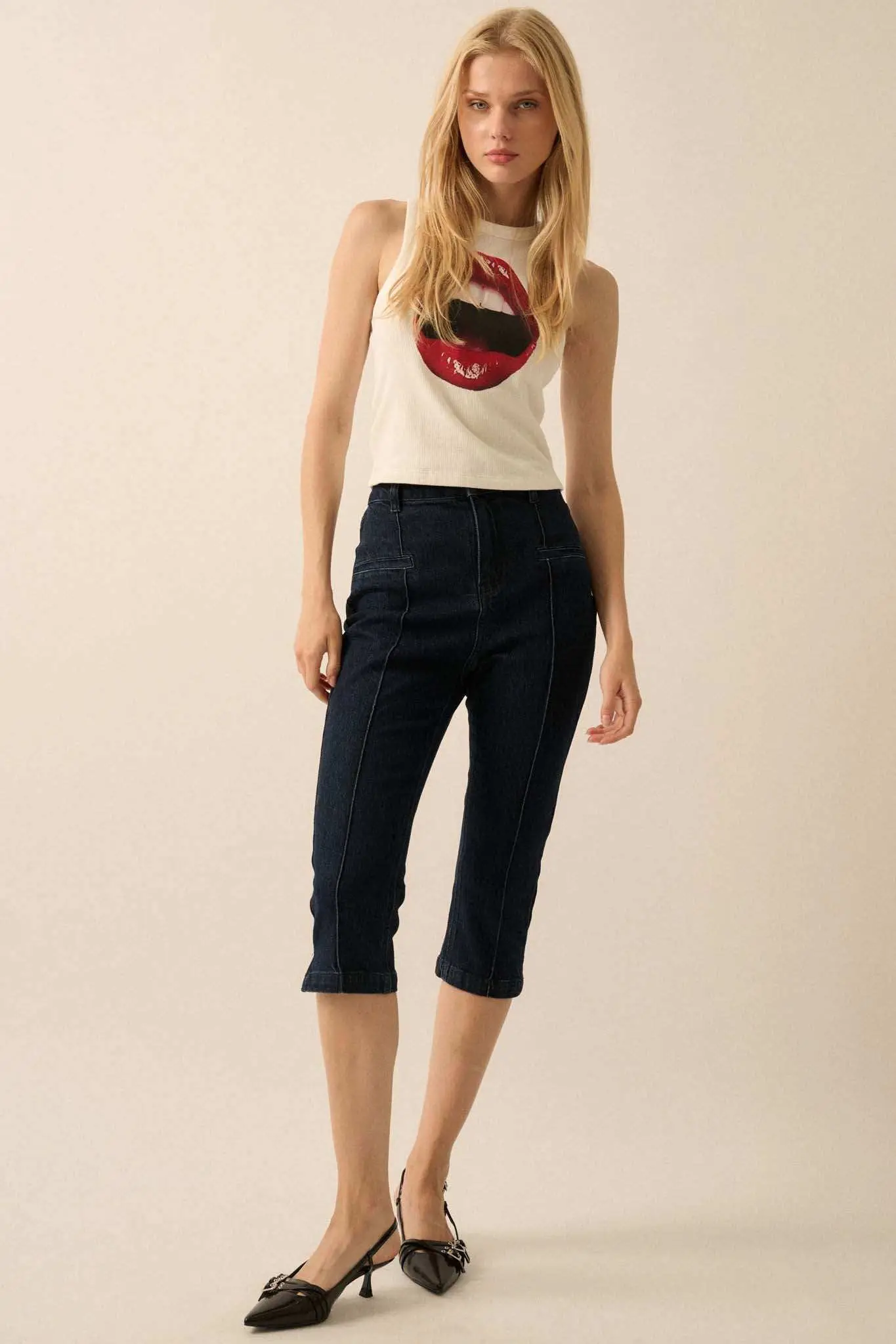 Lush Lips Crew-Neck Thermal Graphic Tank Top - Image 3