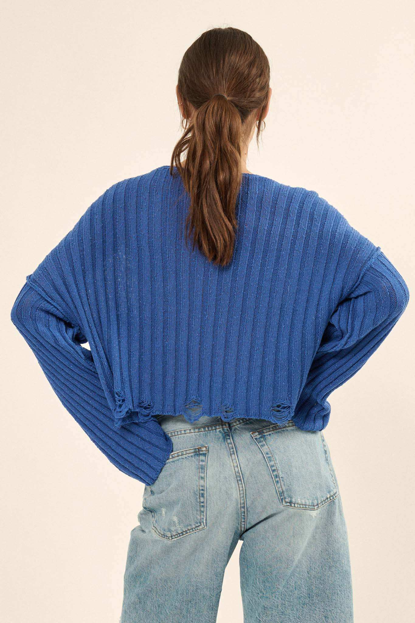 Mad Love Distressed Ribbed Knit Sweater - Image 16