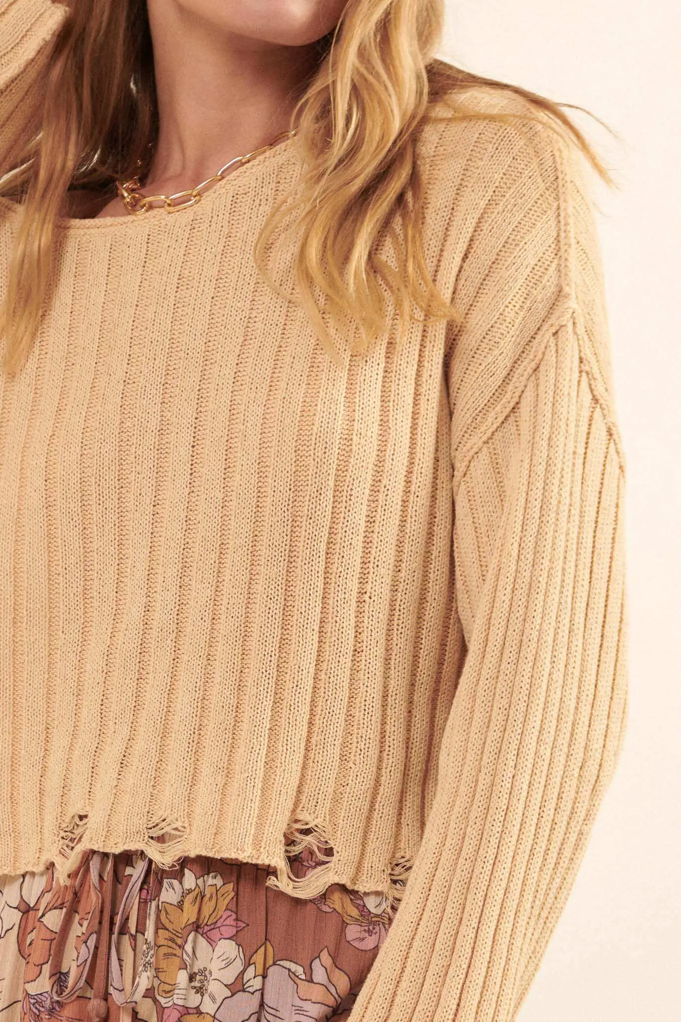 Mad Love Distressed Ribbed Knit Sweater - Image 42