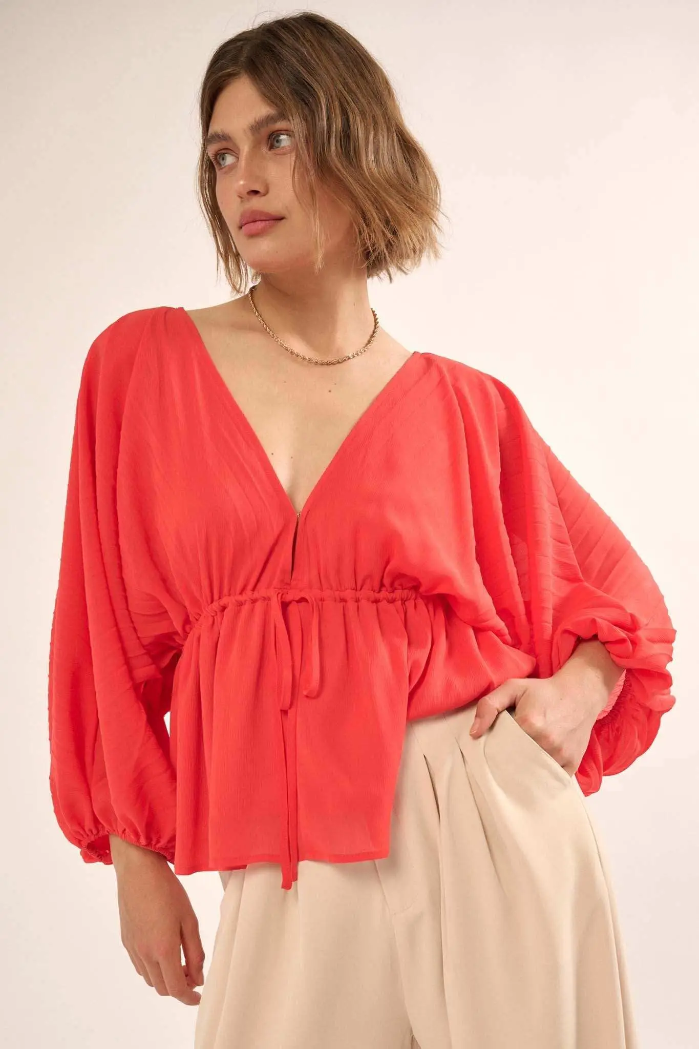Made for Love Accordion Pleated Kimono Blouse - Image 4