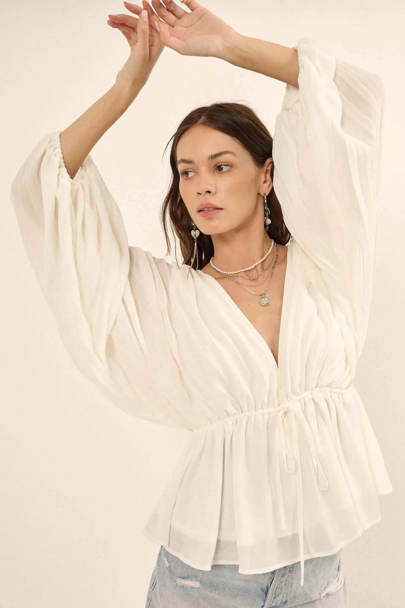 Made for Love Accordion Pleated Kimono Blouse - Image 7