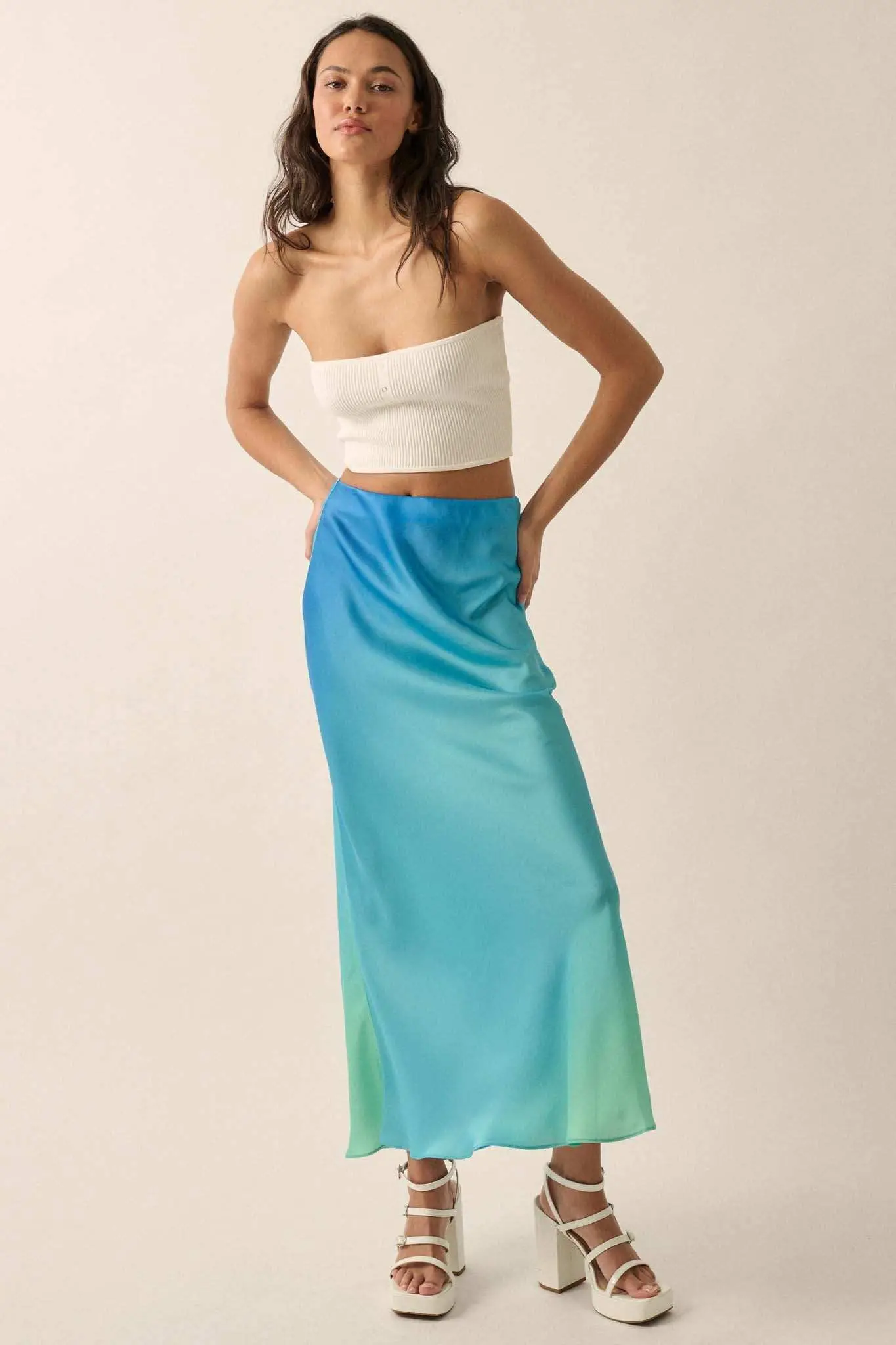 Made in the Shades Ombre Satin Maxi Skirt - Image 19