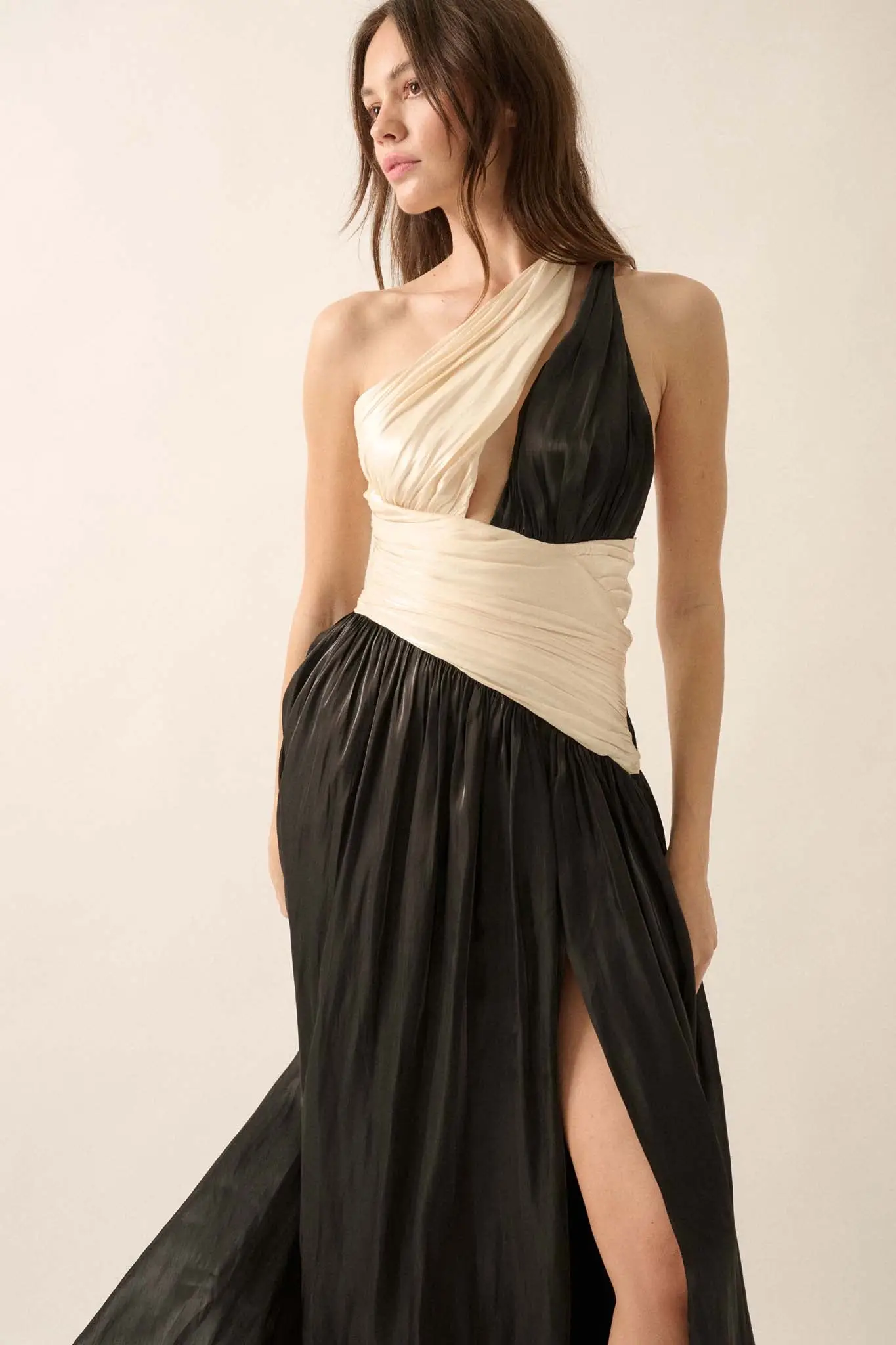 Magic Moment Shimmer Satin One-Shoulder Maxi Dress - Image 10