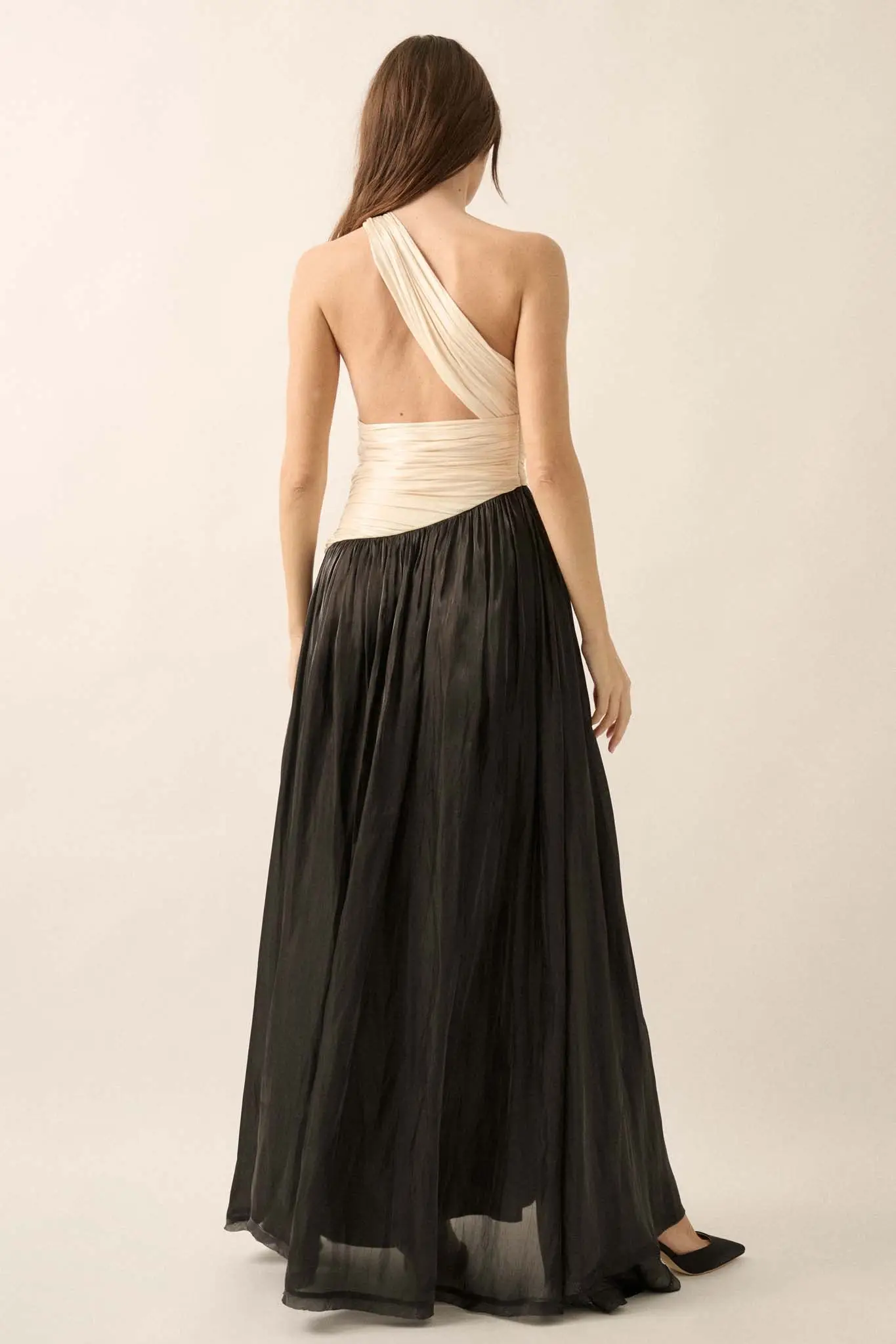 Magic Moment Shimmer Satin One-Shoulder Maxi Dress - Image 12
