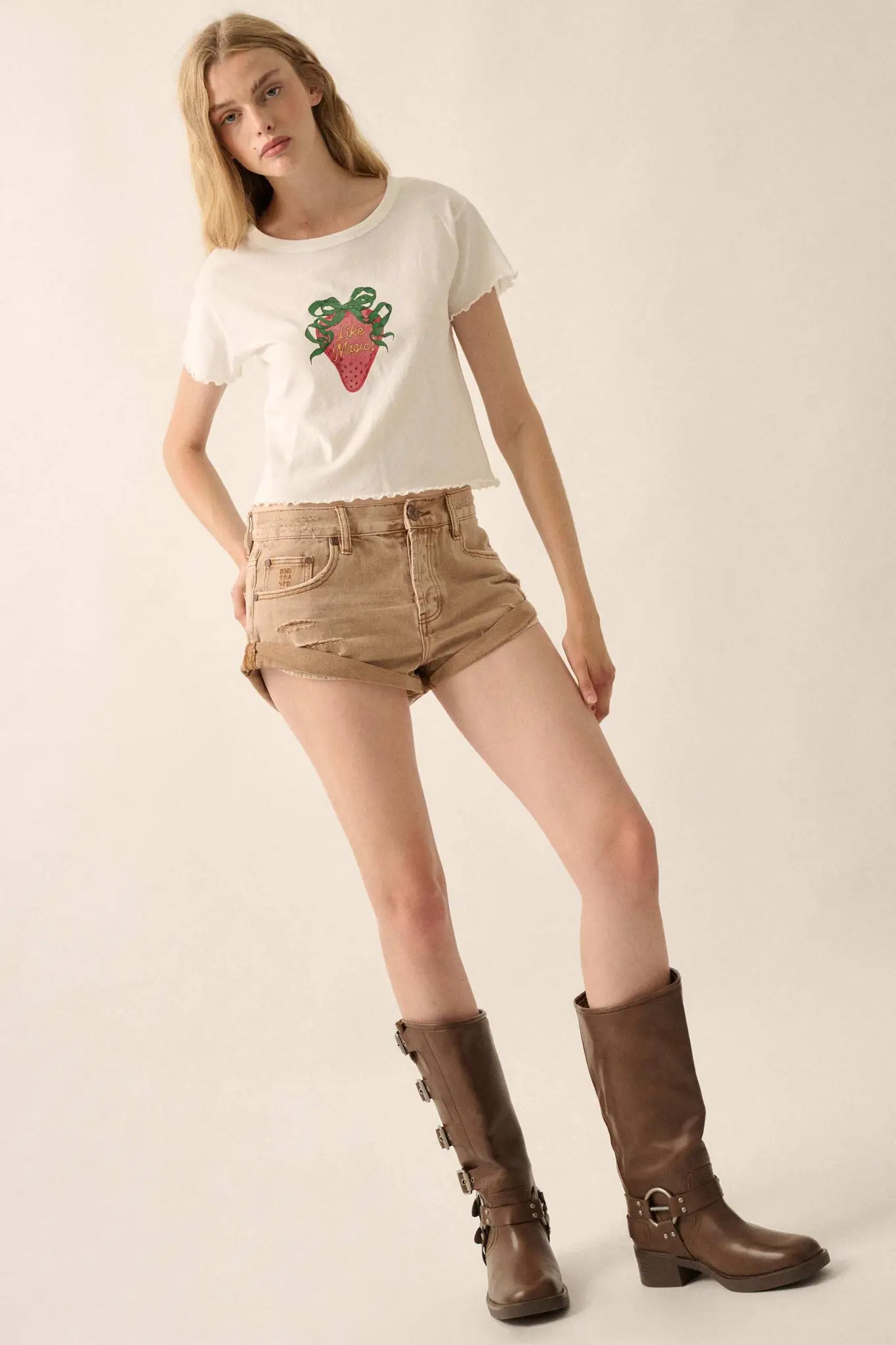 Magic Strawberry Cropped Graphic Baby Tee - Image 4