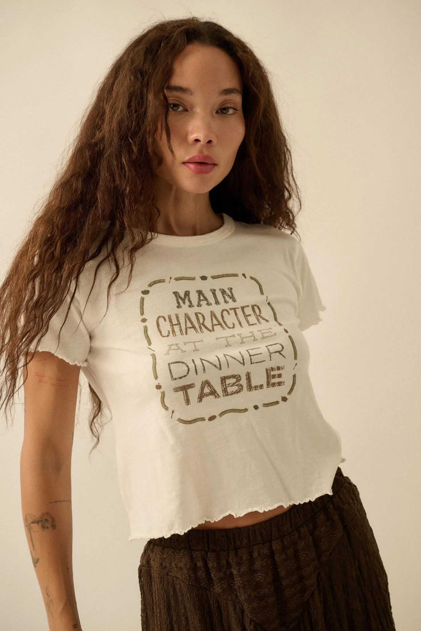 Main Character Cropped Graphic Baby Tee - Image 3