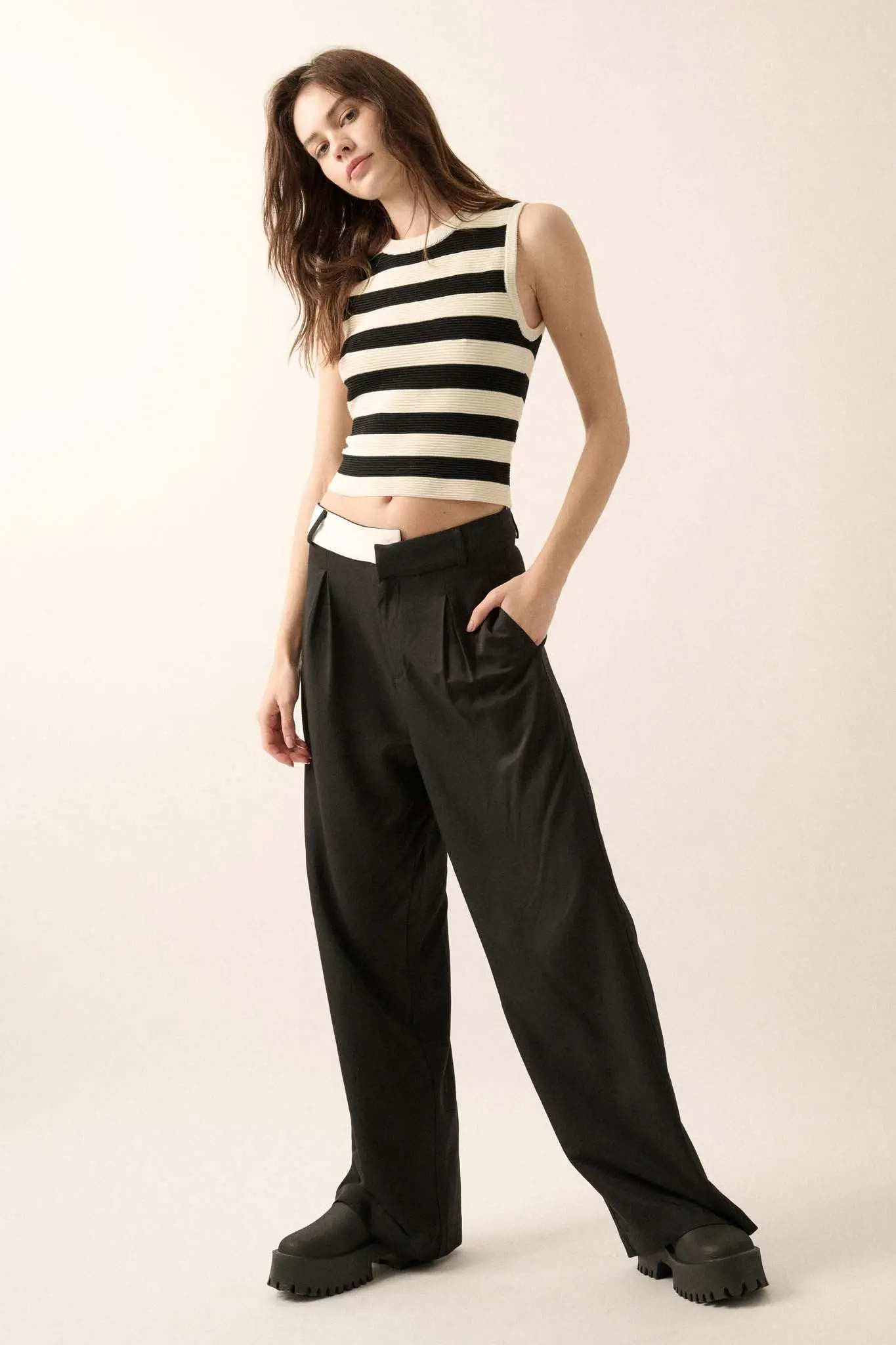 Making Strides Asymmetrical-Waist Pleated Pants - Image 11