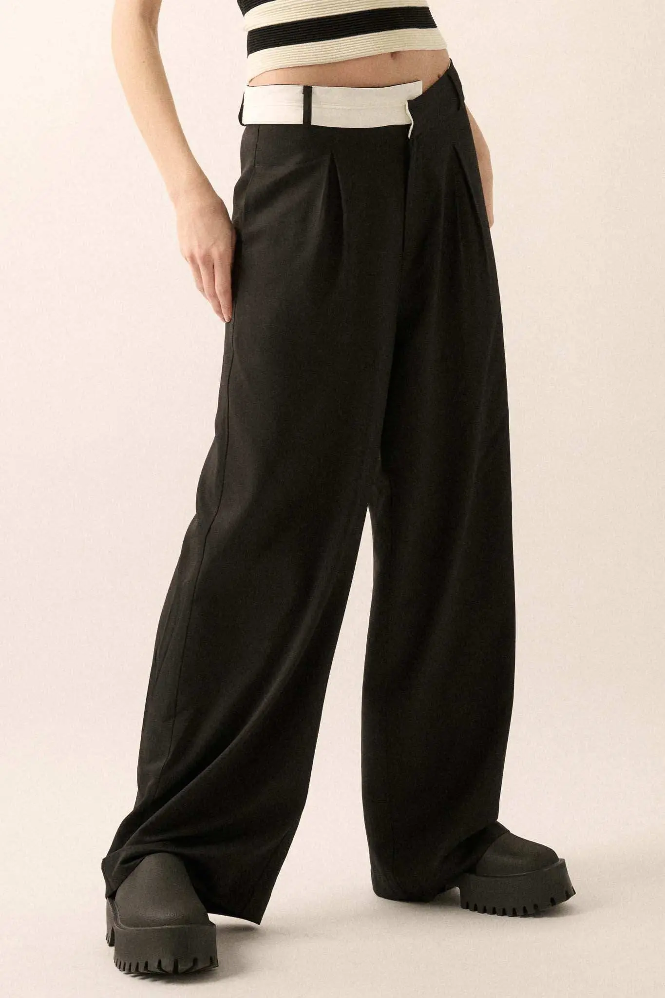 Making Strides Asymmetrical-Waist Pleated Pants - Image 7