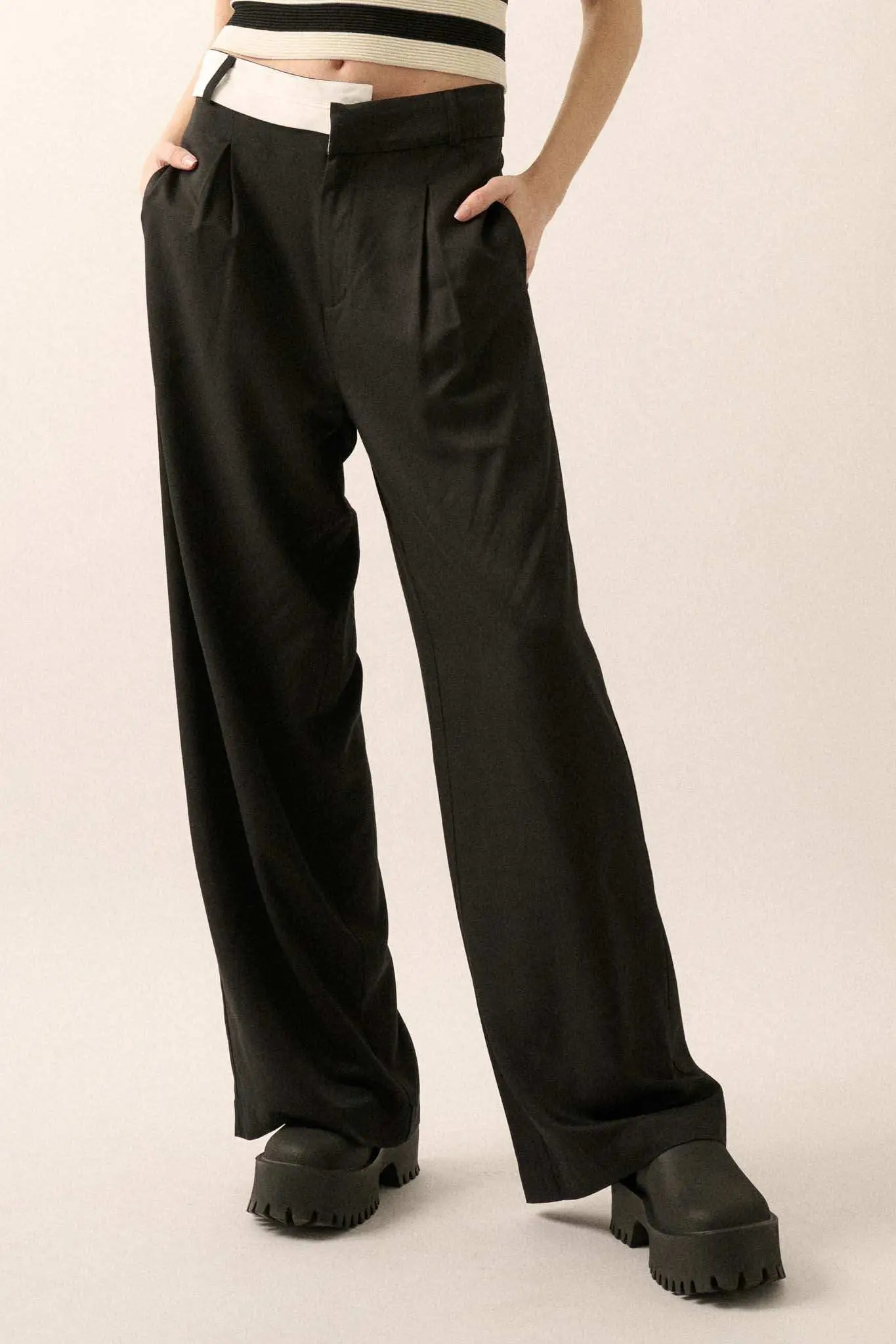 Making Strides Asymmetrical-Waist Pleated Pants - Image 9