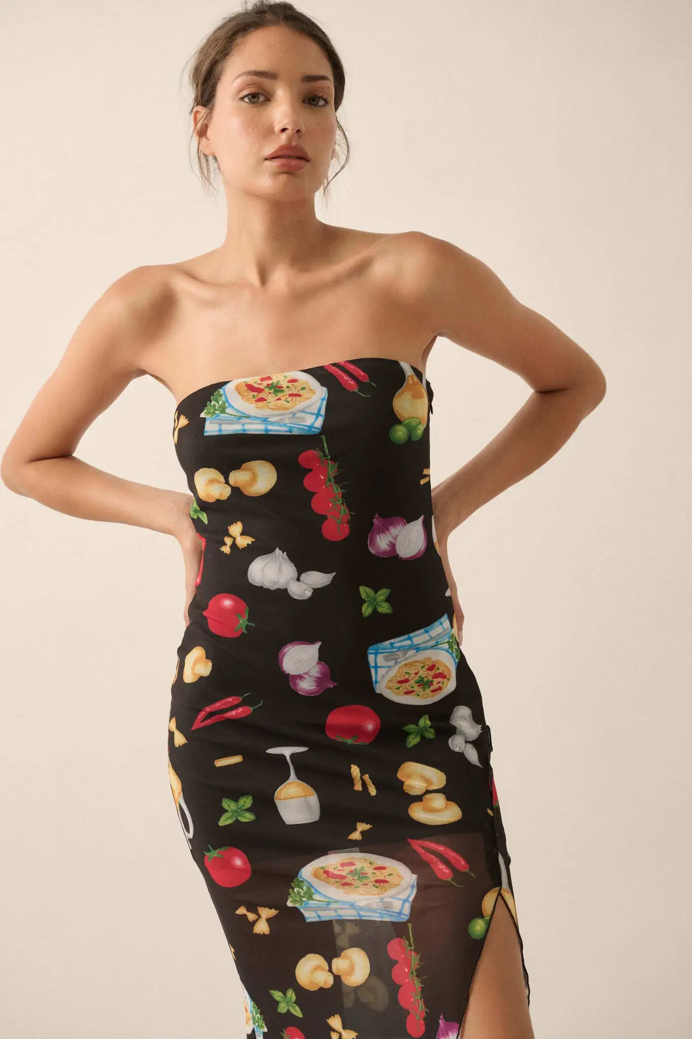 Mambo Italiano Printed Mesh Strapless Maxi Dress - Image 4