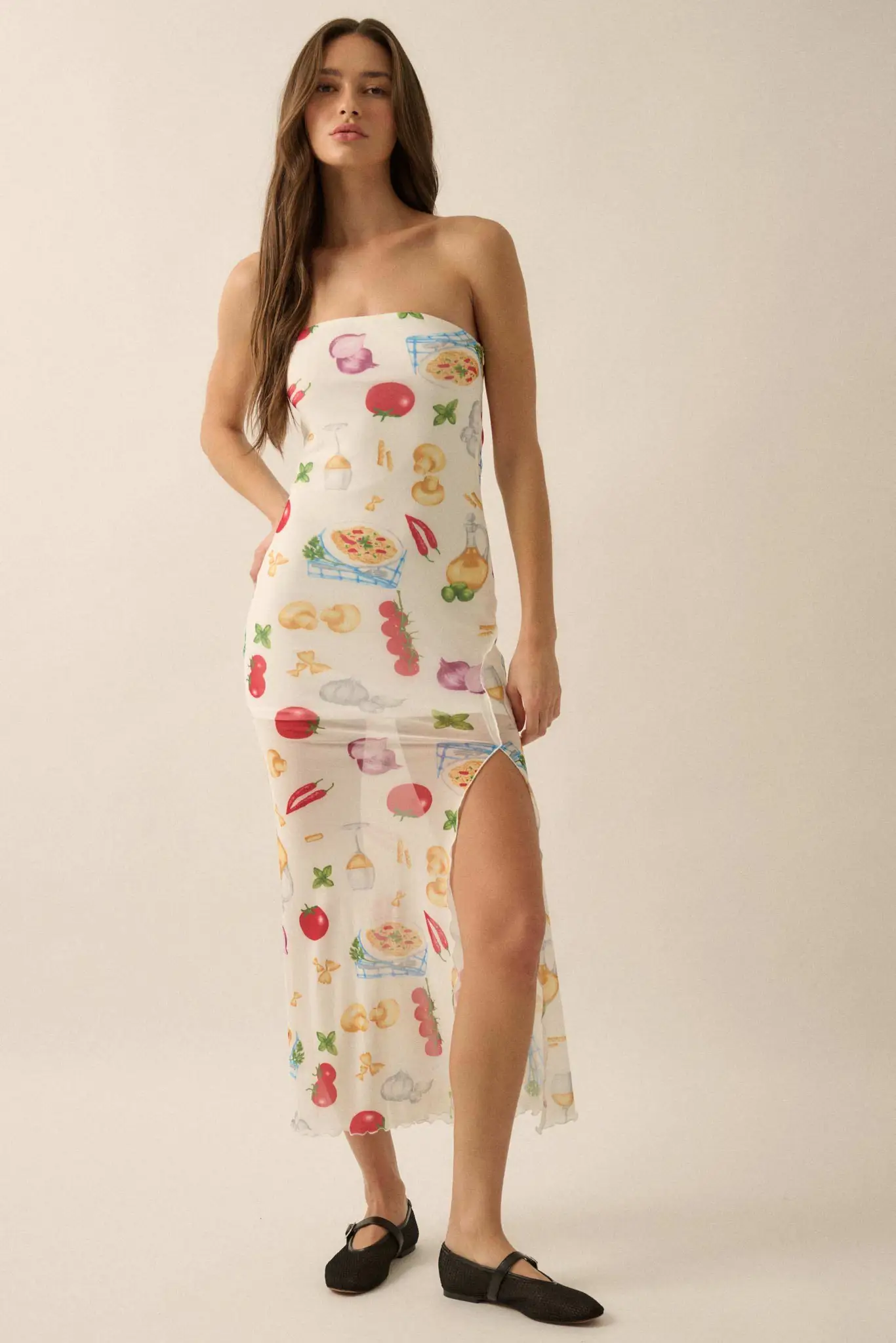 Mambo Italiano Printed Mesh Strapless Maxi Dress - Image 9