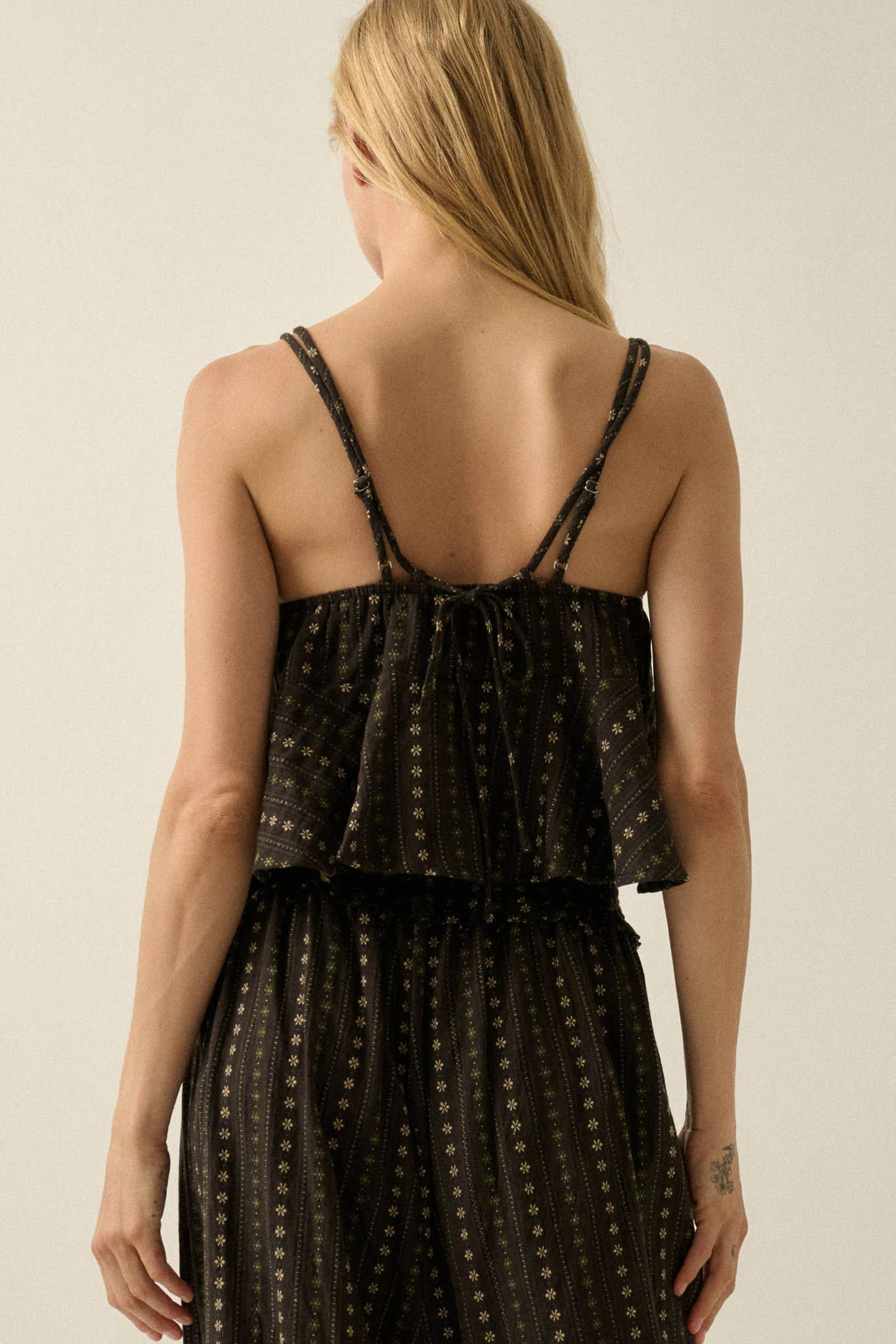 Market Day Floral-Stripe Cotton Babydoll Cami Top - Image 12