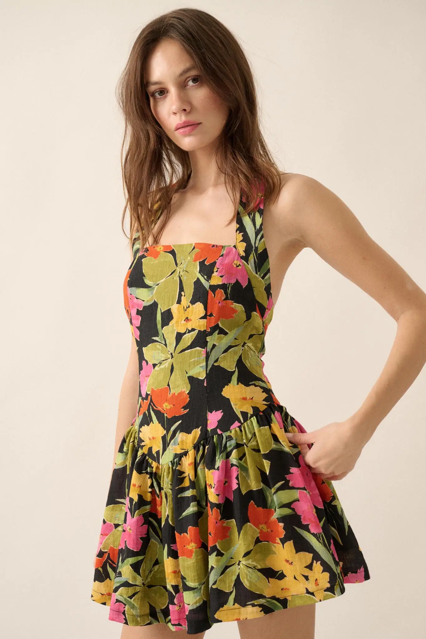 Maui Magic Tropical Floral Halter Mini Dress - Image 11