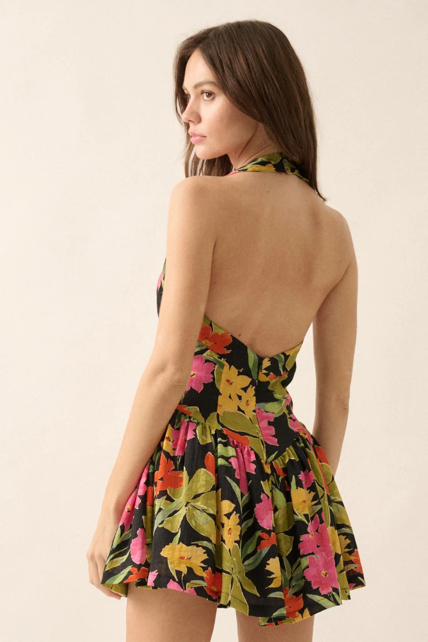 Maui Magic Tropical Floral Halter Mini Dress - Image 12