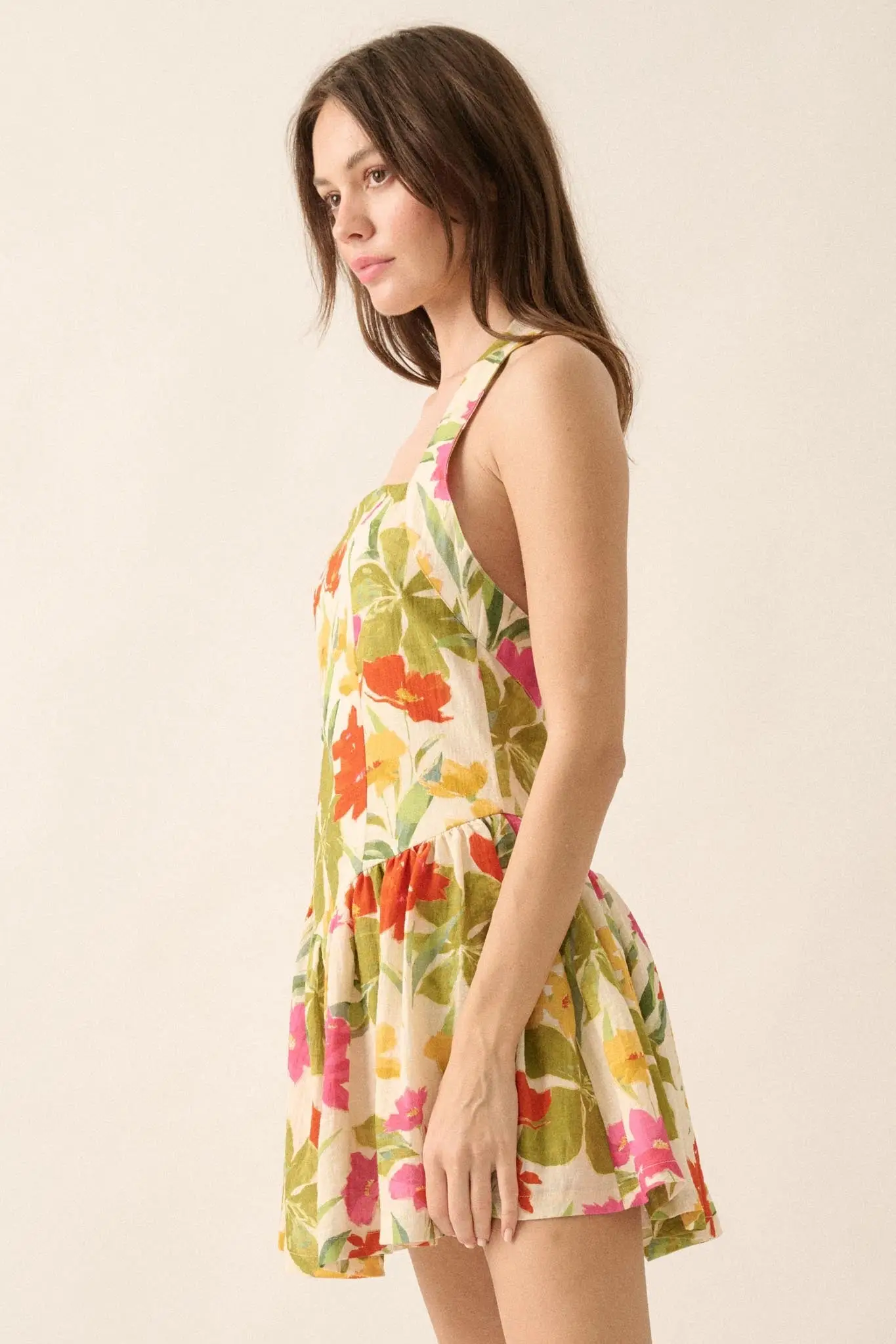 Maui Magic Tropical Floral Halter Mini Dress - Image 6
