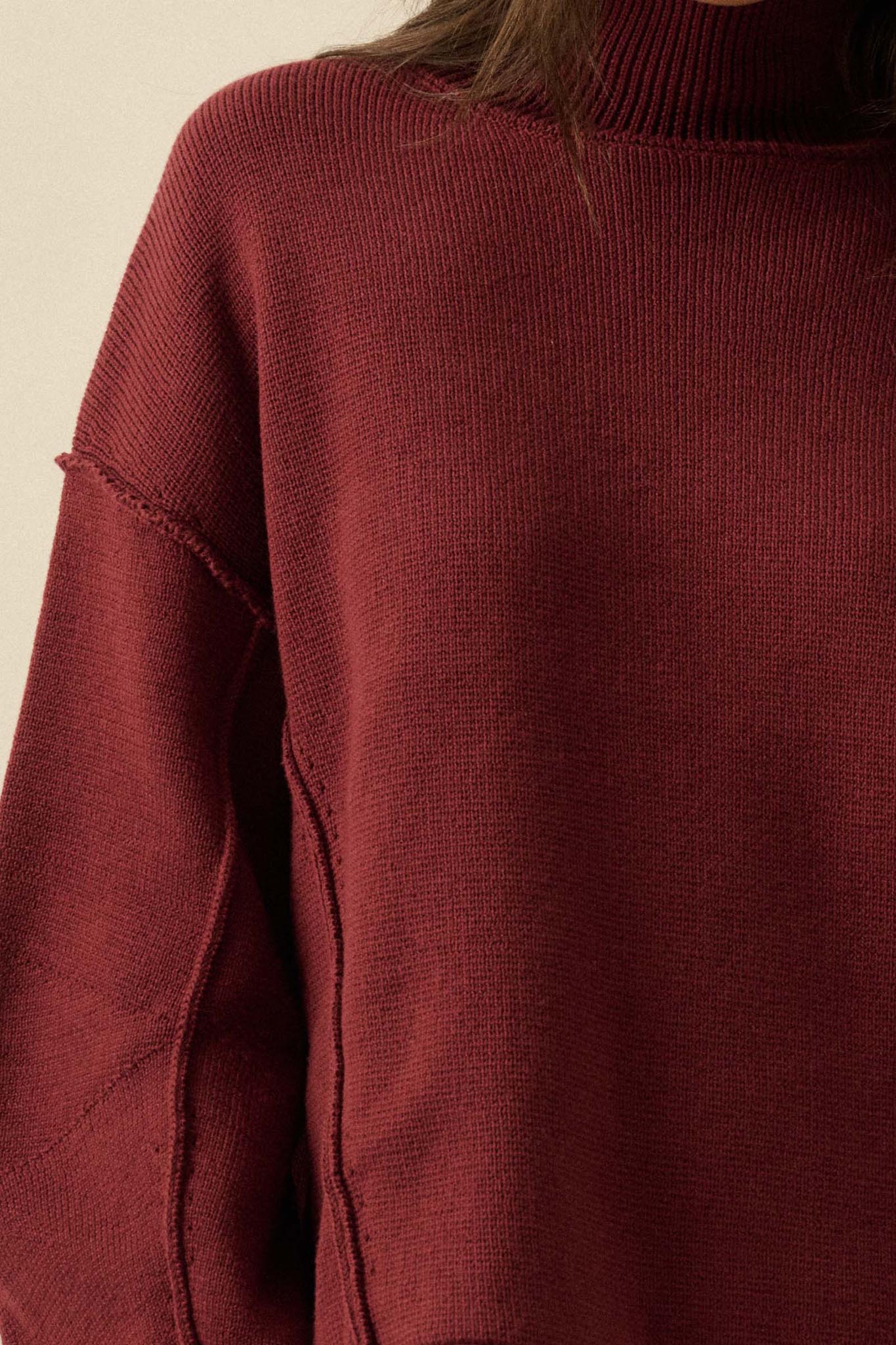 Me Time Paneled Exposed-Seam Mock-Neck Sweater - Image 11