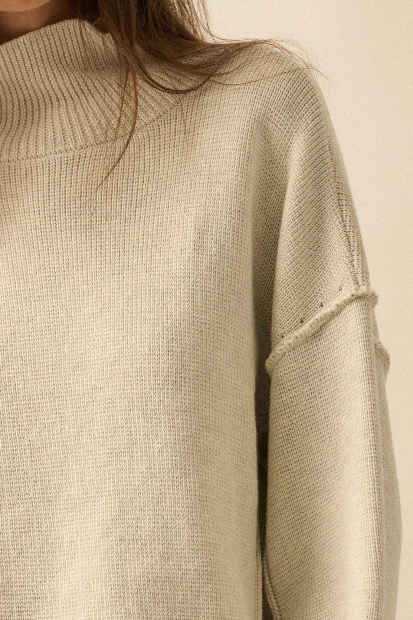Me Time Paneled Exposed-Seam Mock-Neck Sweater - Image 17