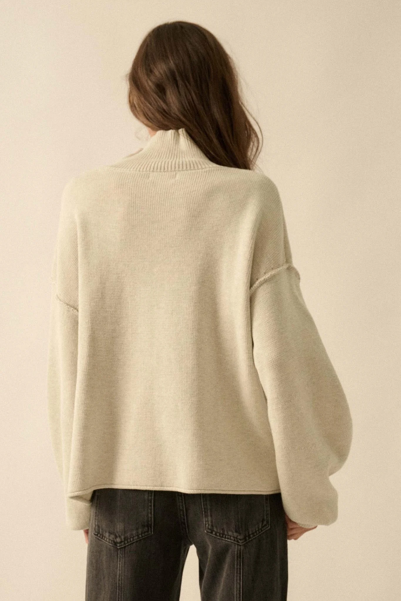 Me Time Paneled Exposed-Seam Mock-Neck Sweater - Image 21