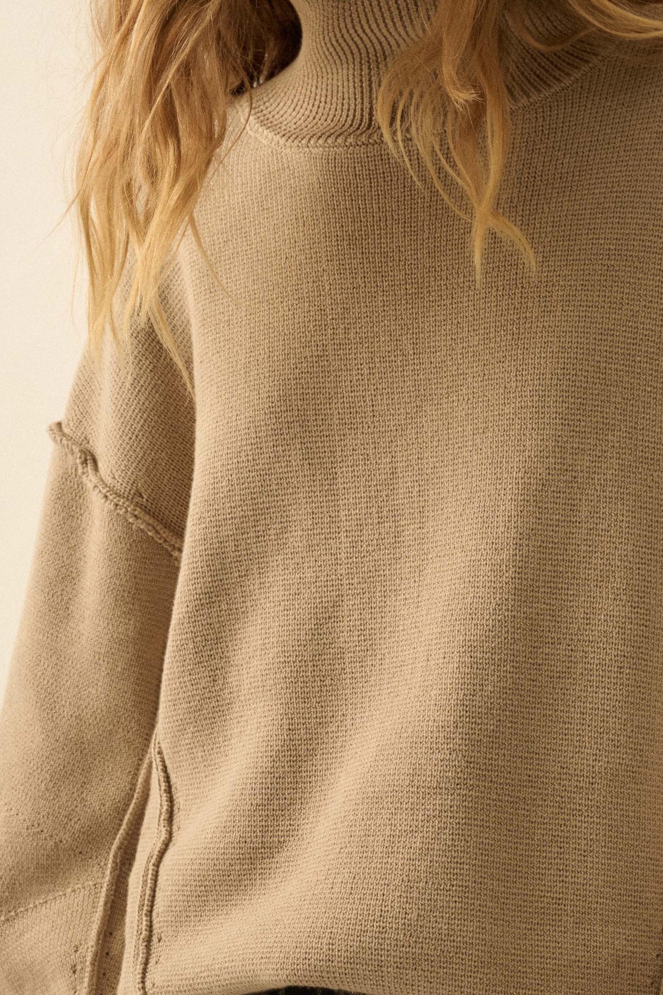 Me Time Paneled Exposed-Seam Mock-Neck Sweater - Image 5
