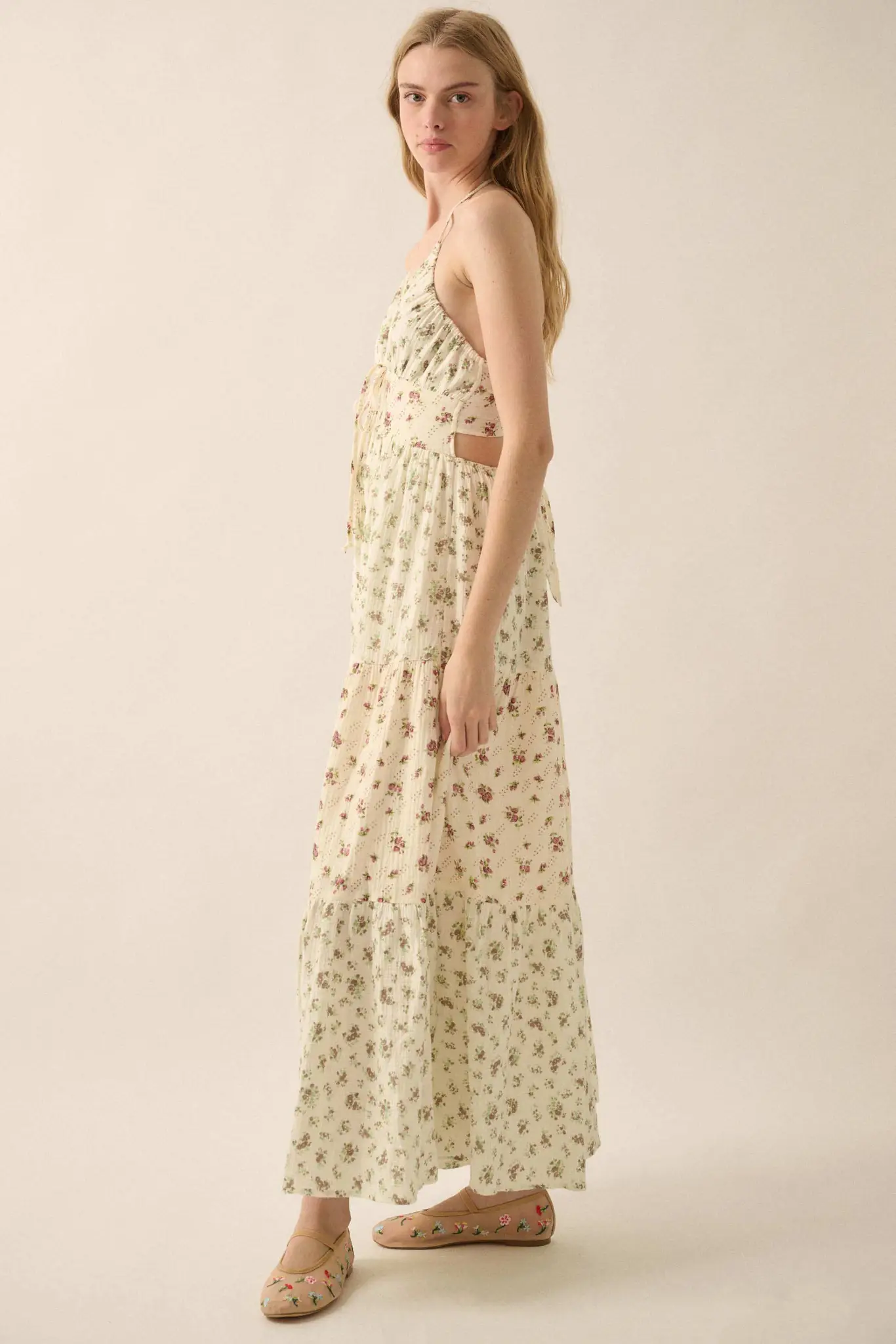 Meadow Garden Floral Gauze Tie-Back Maxi Dress - Image 12