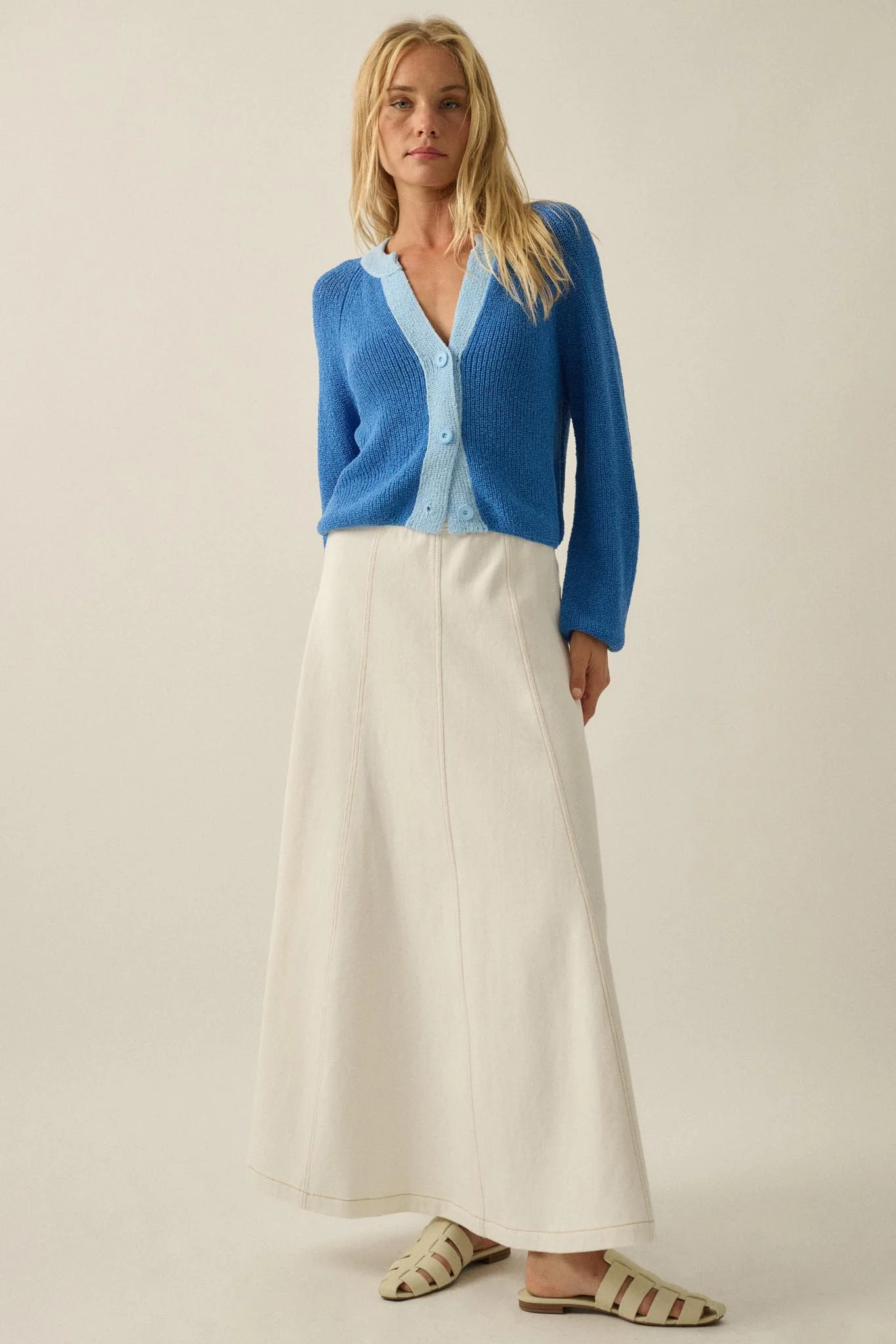 Meant to Be Contrast Knit Cropped Cardigan - Image 15