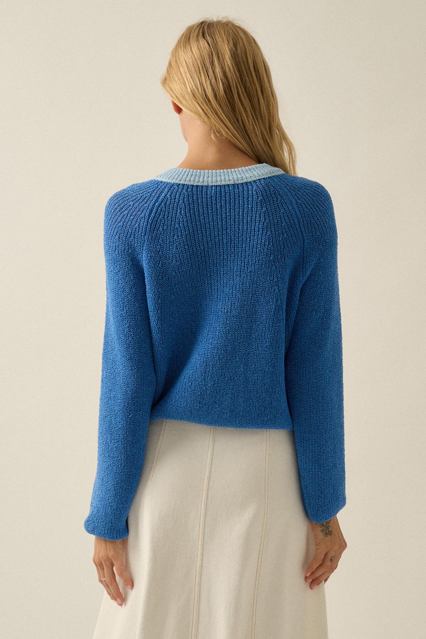 Meant to Be Contrast Knit Cropped Cardigan - Image 18