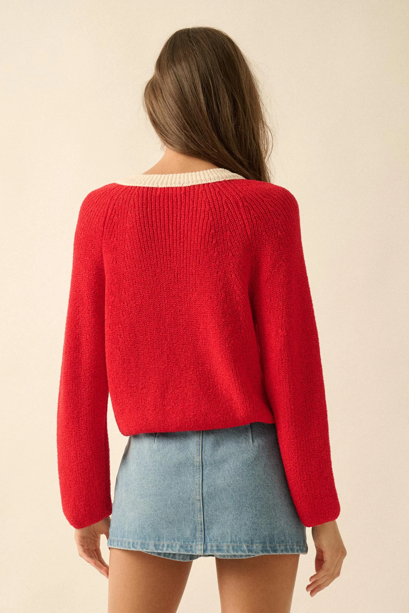 Meant to Be Contrast Knit Cropped Cardigan - Image 24
