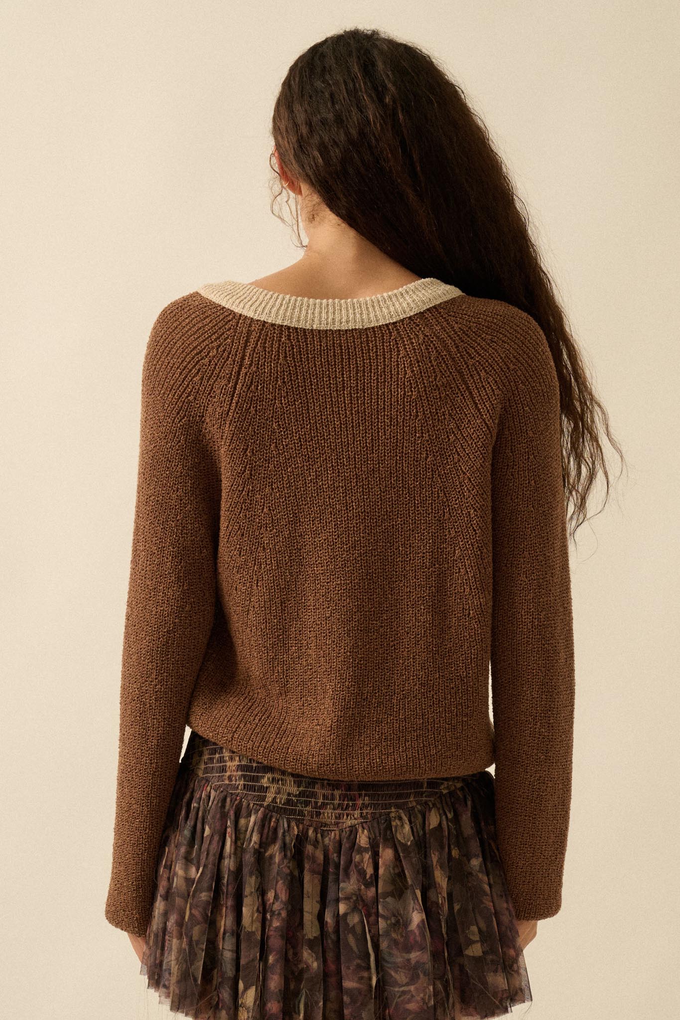 Meant to Be Contrast Knit Cropped Cardigan - Image 33
