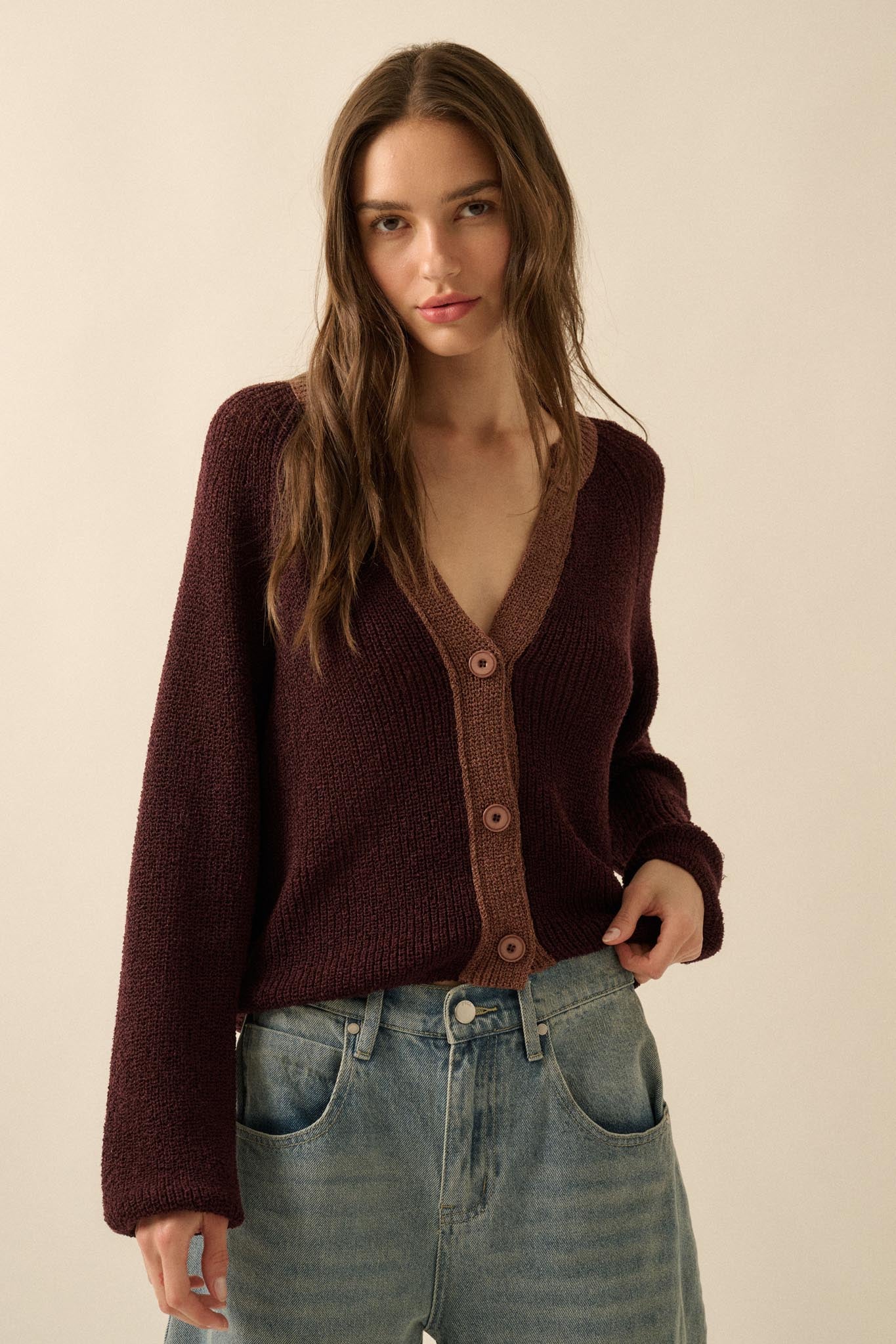 Meant to Be Contrast Knit Cropped Cardigan - Image 34