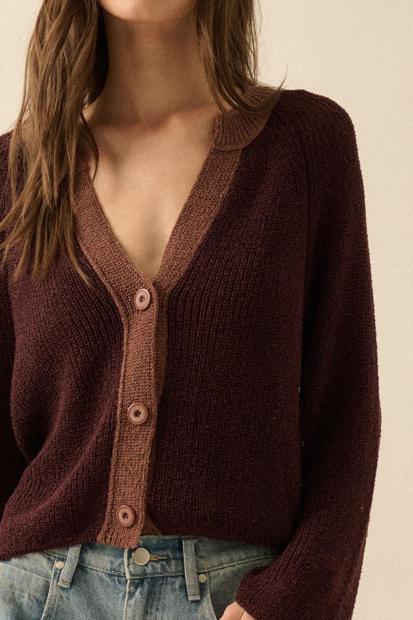 Meant to Be Contrast Knit Cropped Cardigan - Image 35