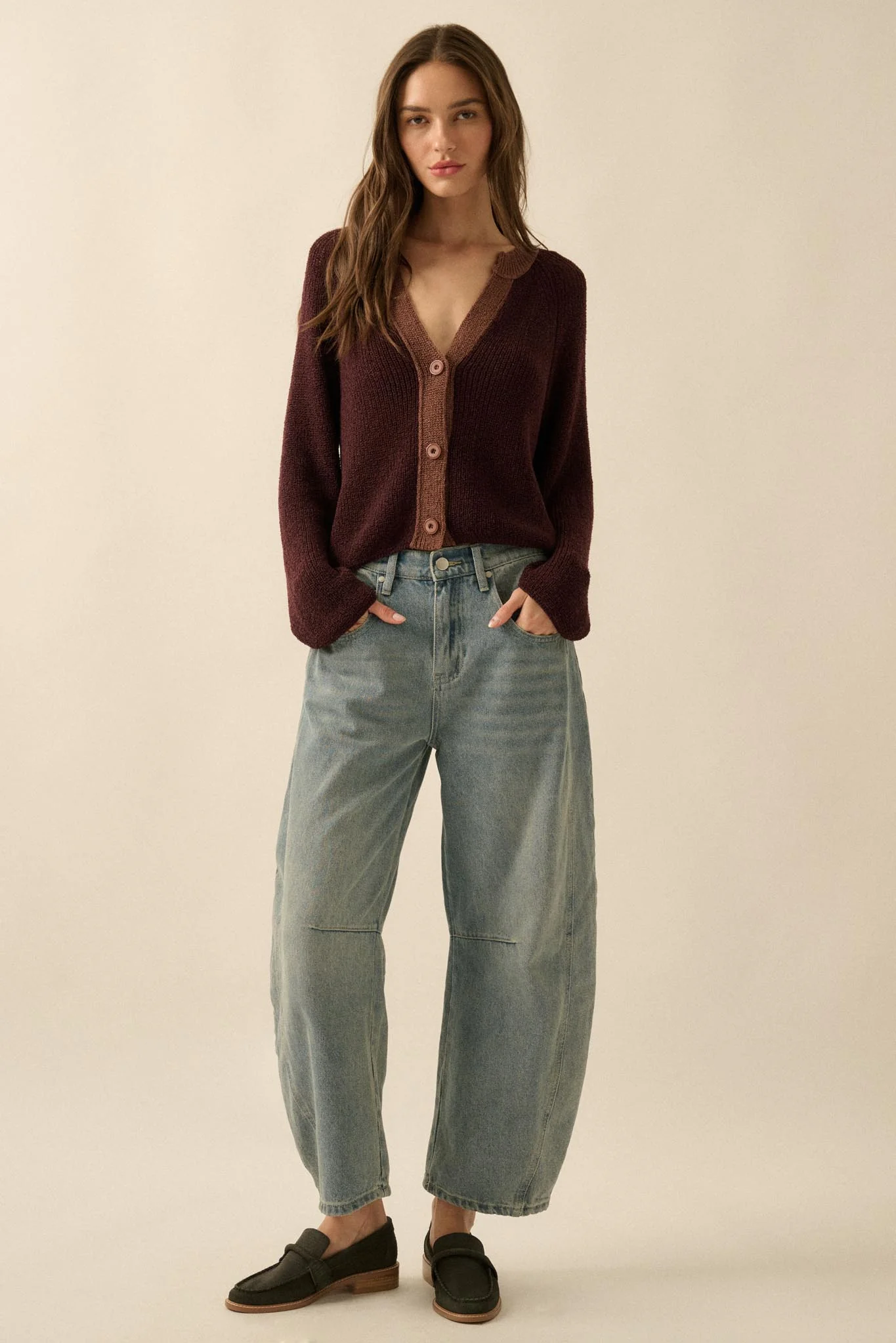 Meant to Be Contrast Knit Cropped Cardigan - Image 36