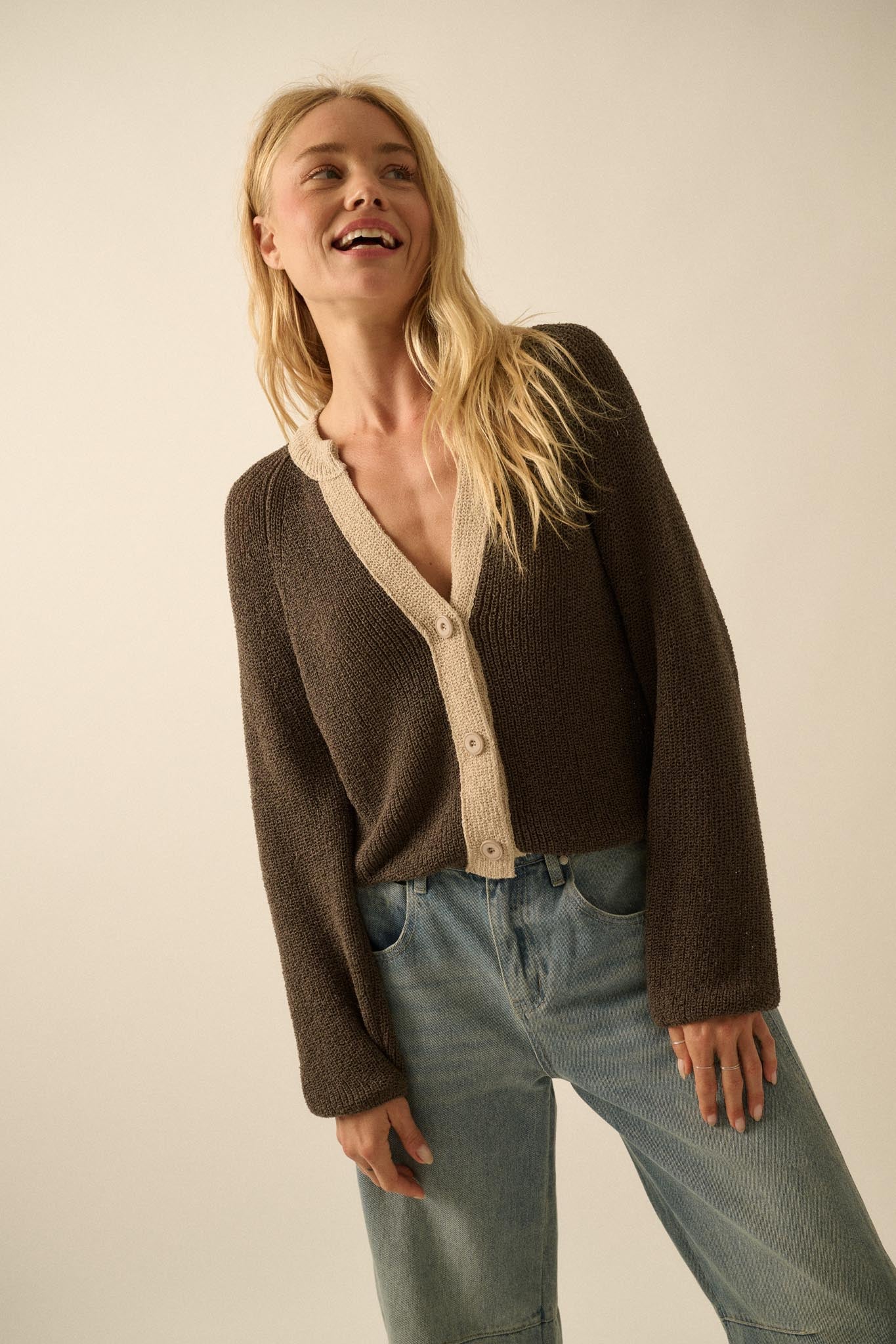 Meant to Be Contrast Knit Cropped Cardigan - Image 46