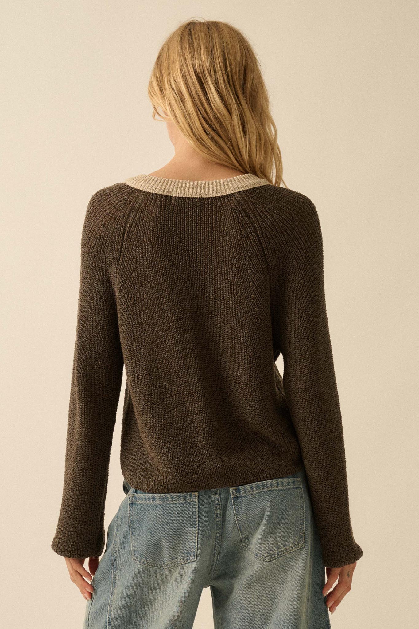 Meant to Be Contrast Knit Cropped Cardigan - Image 51