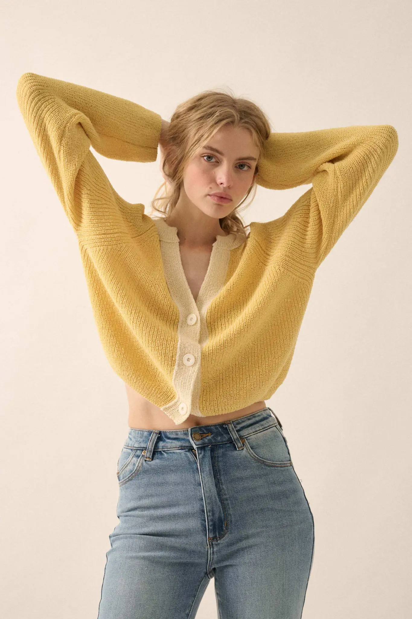 Meant to Be Contrast Knit Cropped Cardigan - Image 59