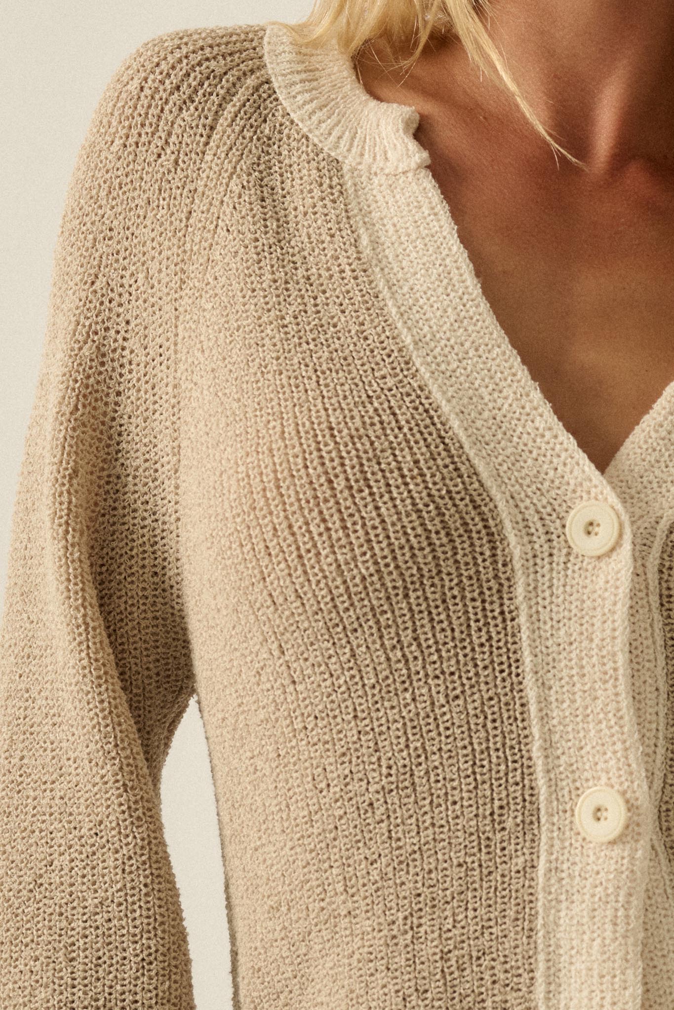 Meant to Be Contrast Knit Cropped Cardigan - Image 8