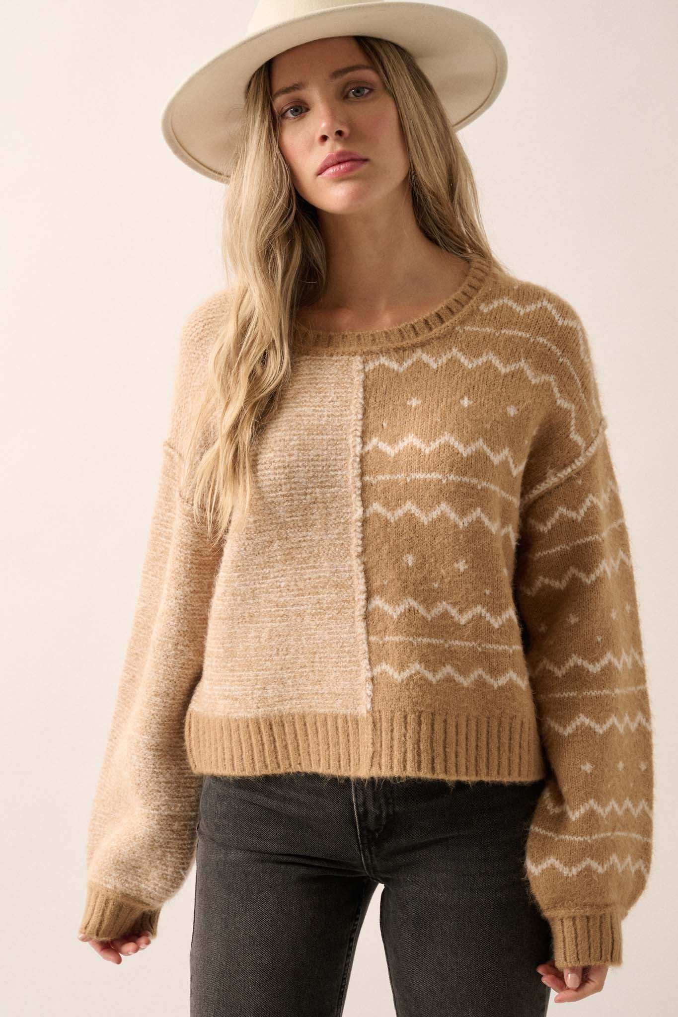 Meet Me Halfway Colorblock Geometric Sweater - Image 8