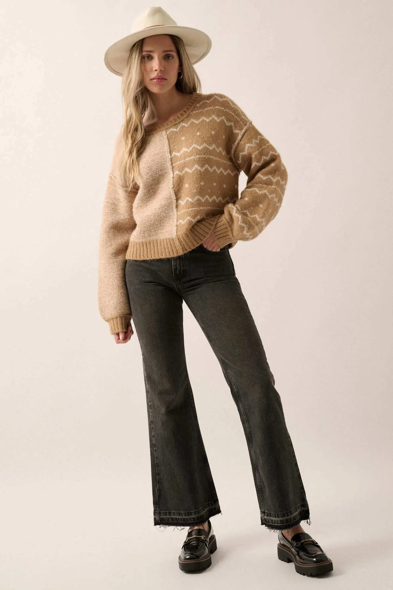 Meet Me Halfway Colorblock Geometric Sweater - Image 9