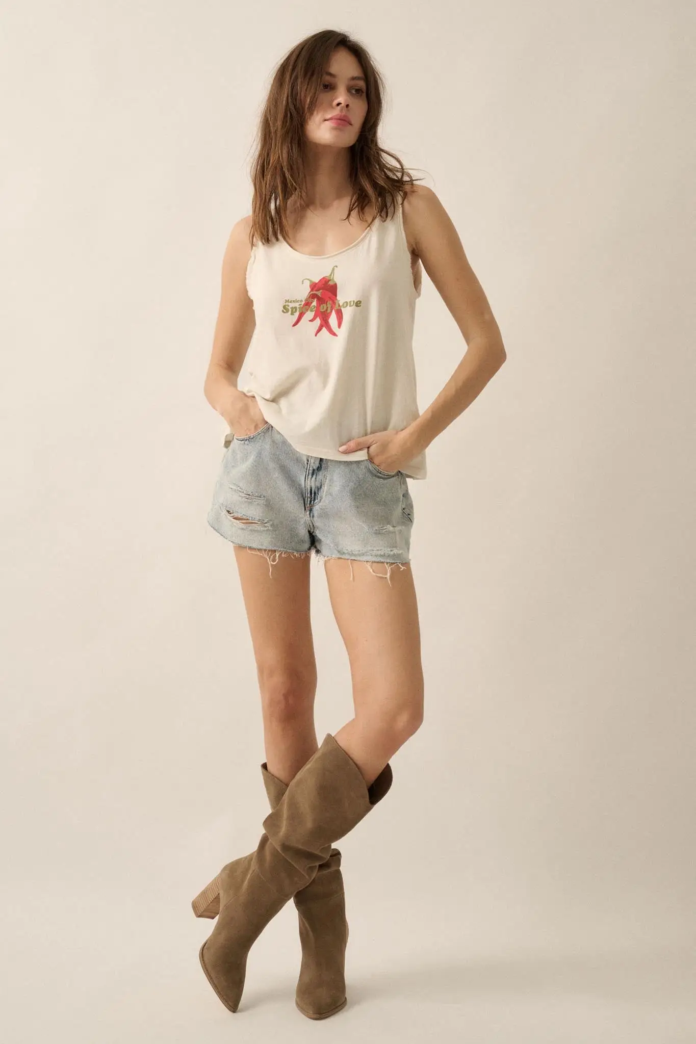 Mexico City Spice of Love Raw-Edge Graphic Tank Top - Image 3