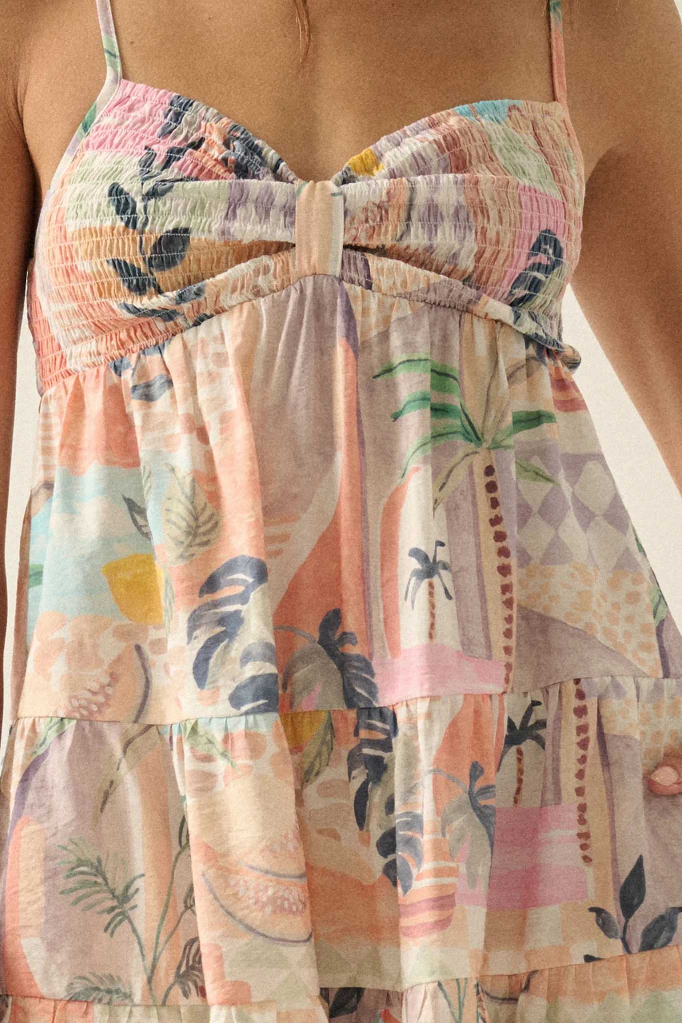 Miami Mood Tropical-Print Tiered Babydoll Romper - Image 2